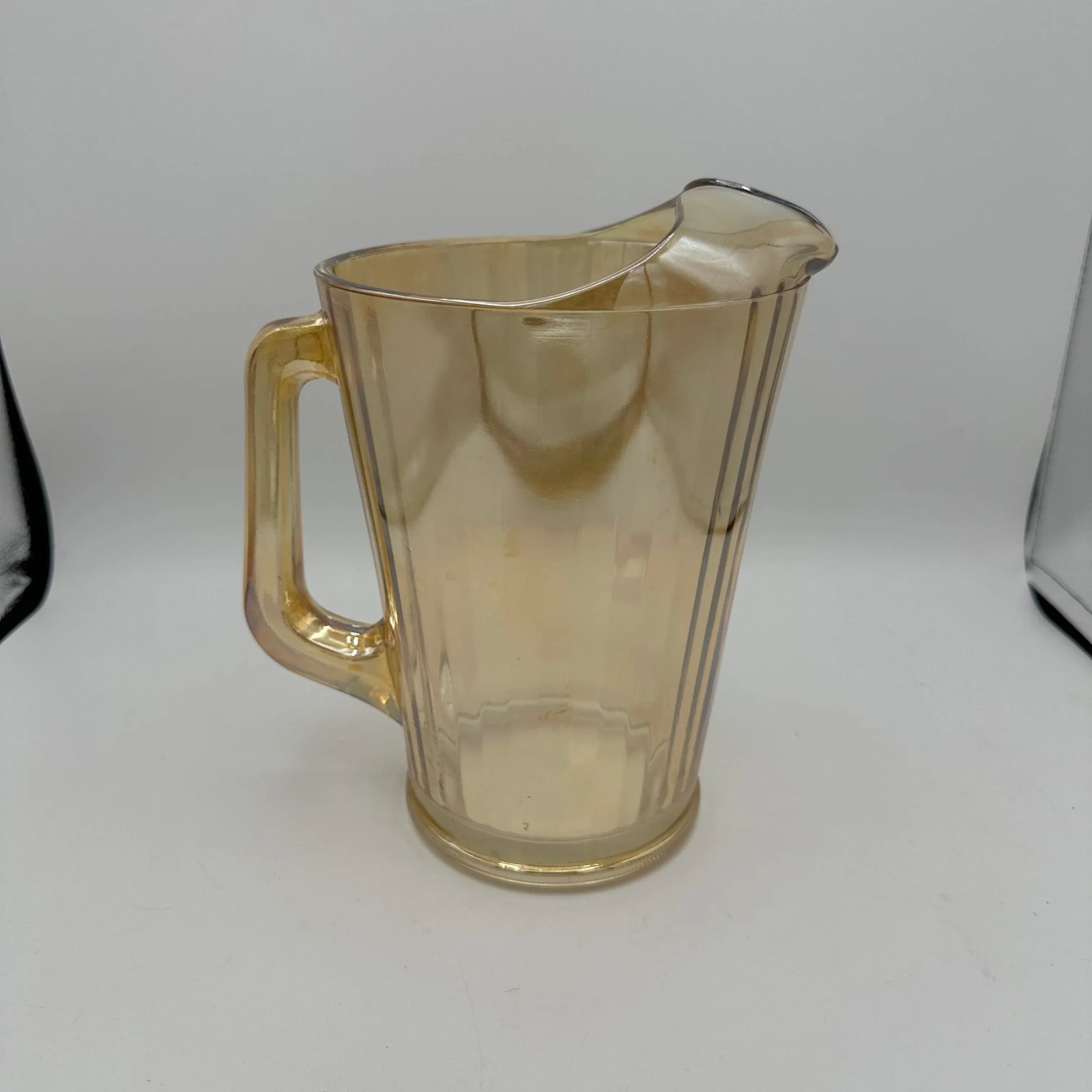 1950s Carnival Glass Jeanette Marigold Orange Irredescent Lusterware Pitcher - 3