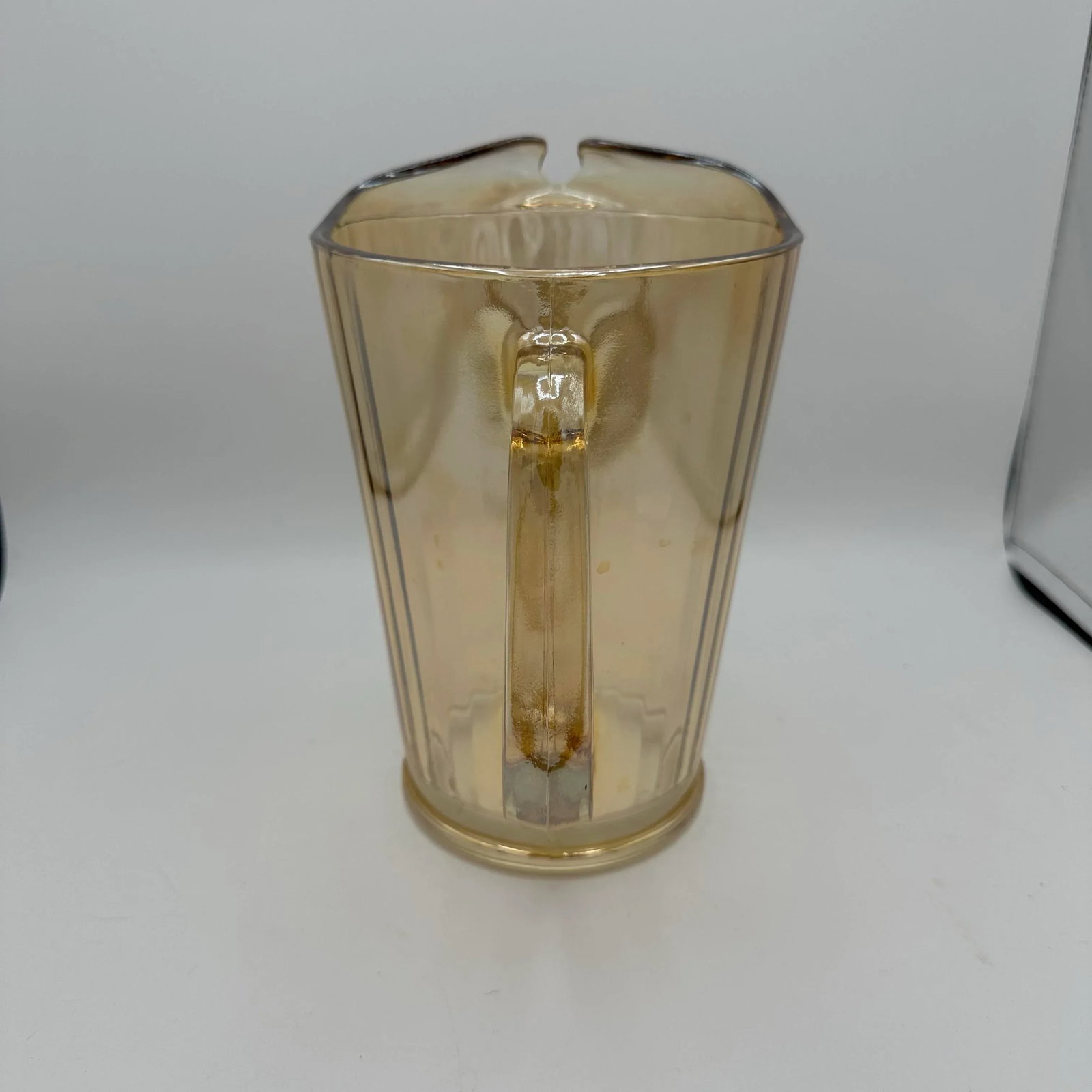 1950s Carnival Glass Jeanette Marigold Orange Irredescent Lusterware Pitcher - 4