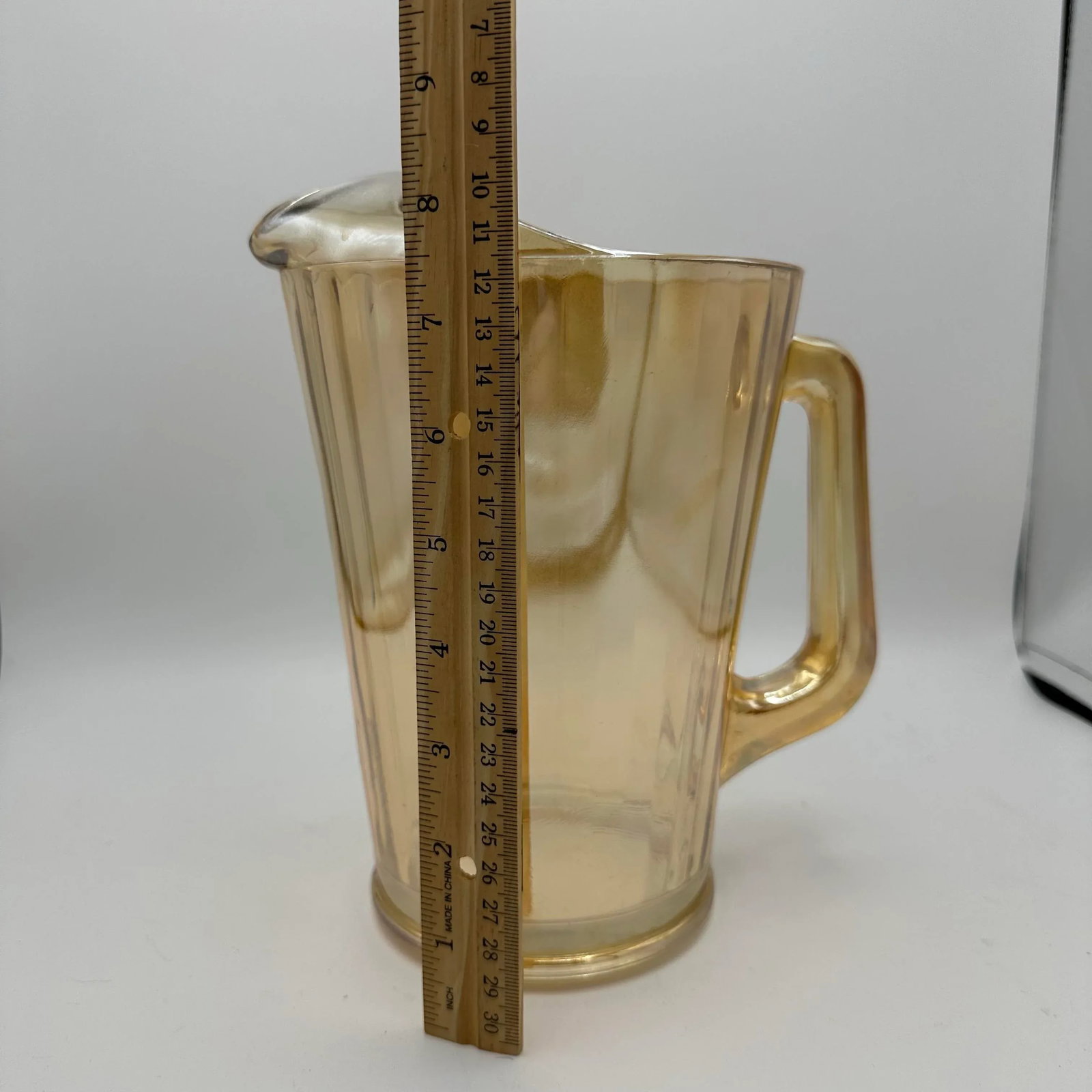 1950s Carnival Glass Jeanette Marigold Orange Irredescent Lusterware Pitcher - 5