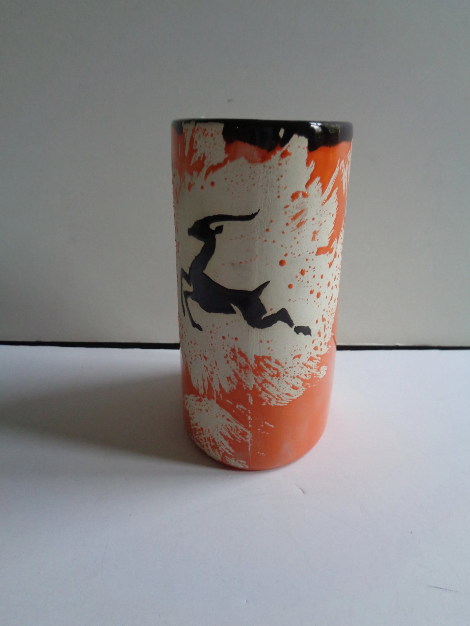 Mid-Century Czechoslovakian Orange and White Vase - 2