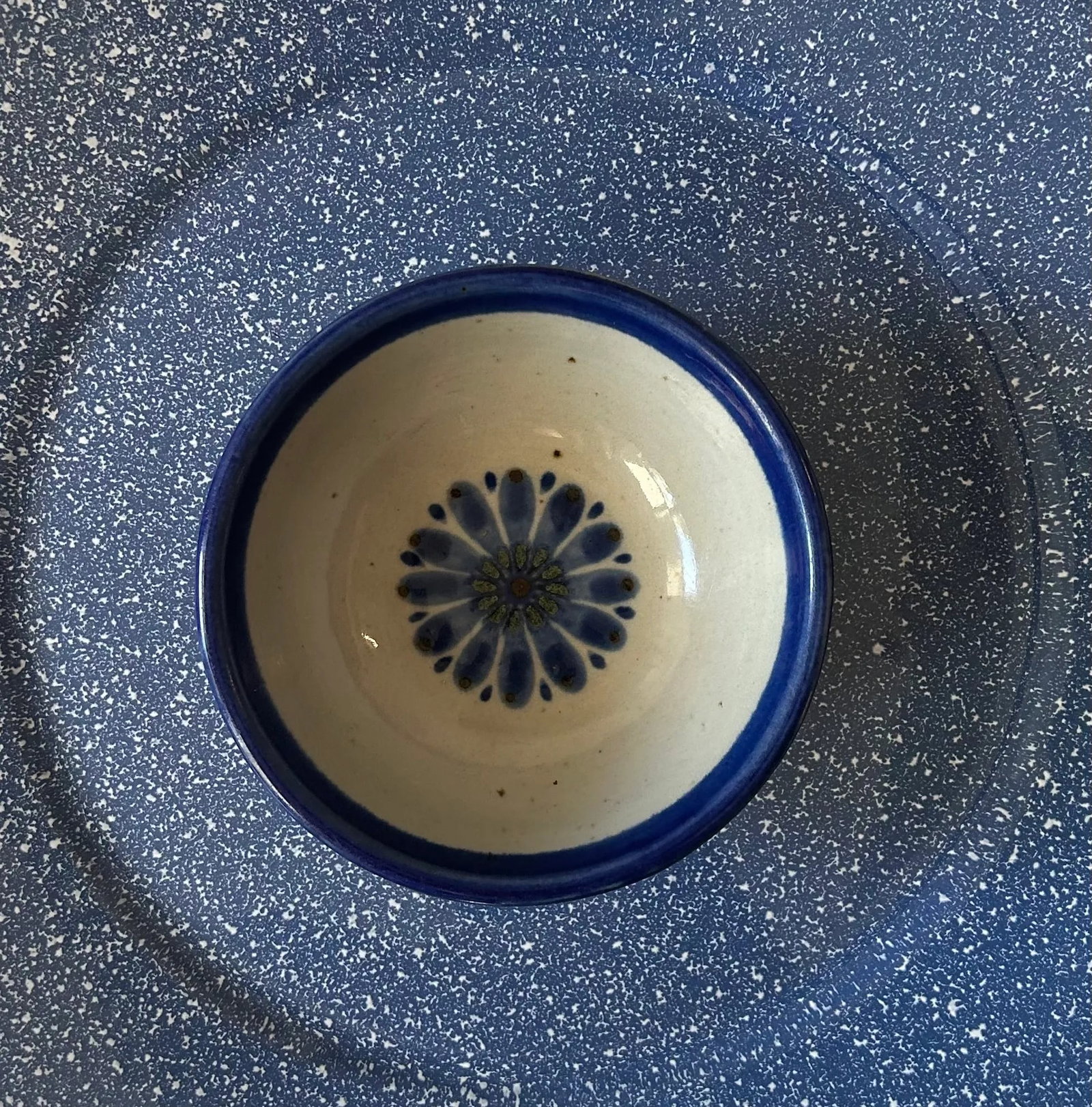 Vintage Dansk Blue Sponge-Ware Platter Serving Dishes and Pieces - 6