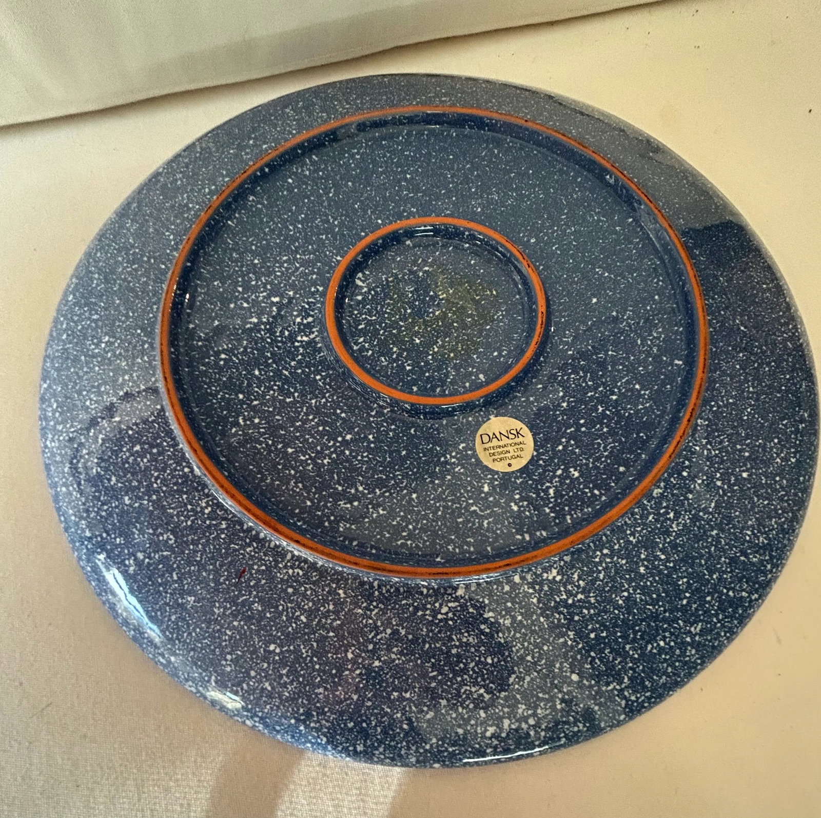 Vintage Dansk Blue Sponge-Ware Platter Serving Dishes and Pieces - 9