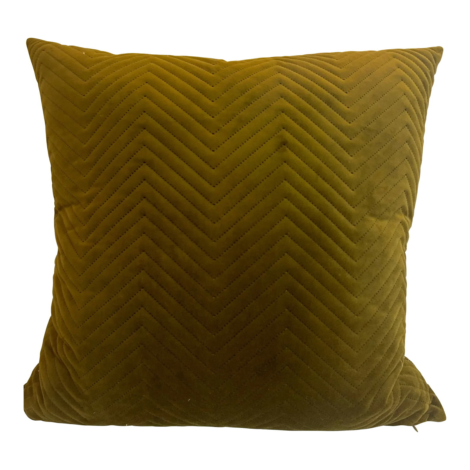 Olive Velvet Chevron Stitched Decorative Pillow: This large vintage throw pillow has a very art deco feel. Covered in a rich olive green velvet with tone on tone chevron stitching on the front and smooth velvet on the back it's almost like two