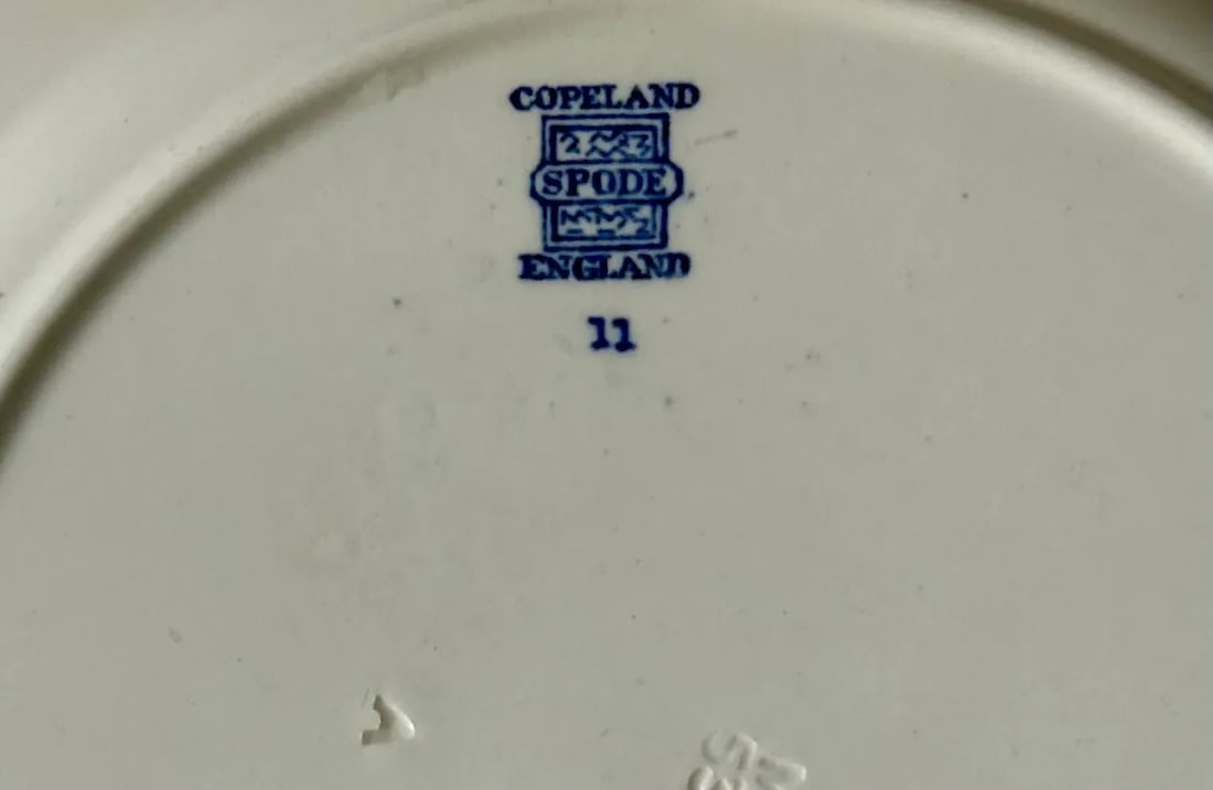 Vintage Spode Blue and White Fruit and Floral Basket Weave Ceramic Plates- Set of 3 - 7
