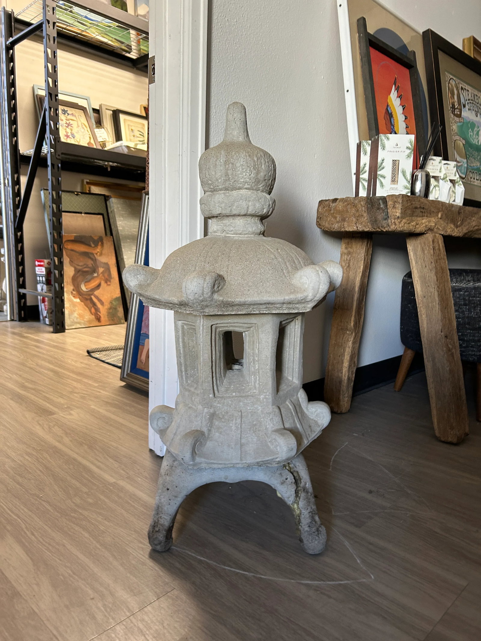 1990s Japanese Pagoda Cast Concrete Garden Lantern - 10