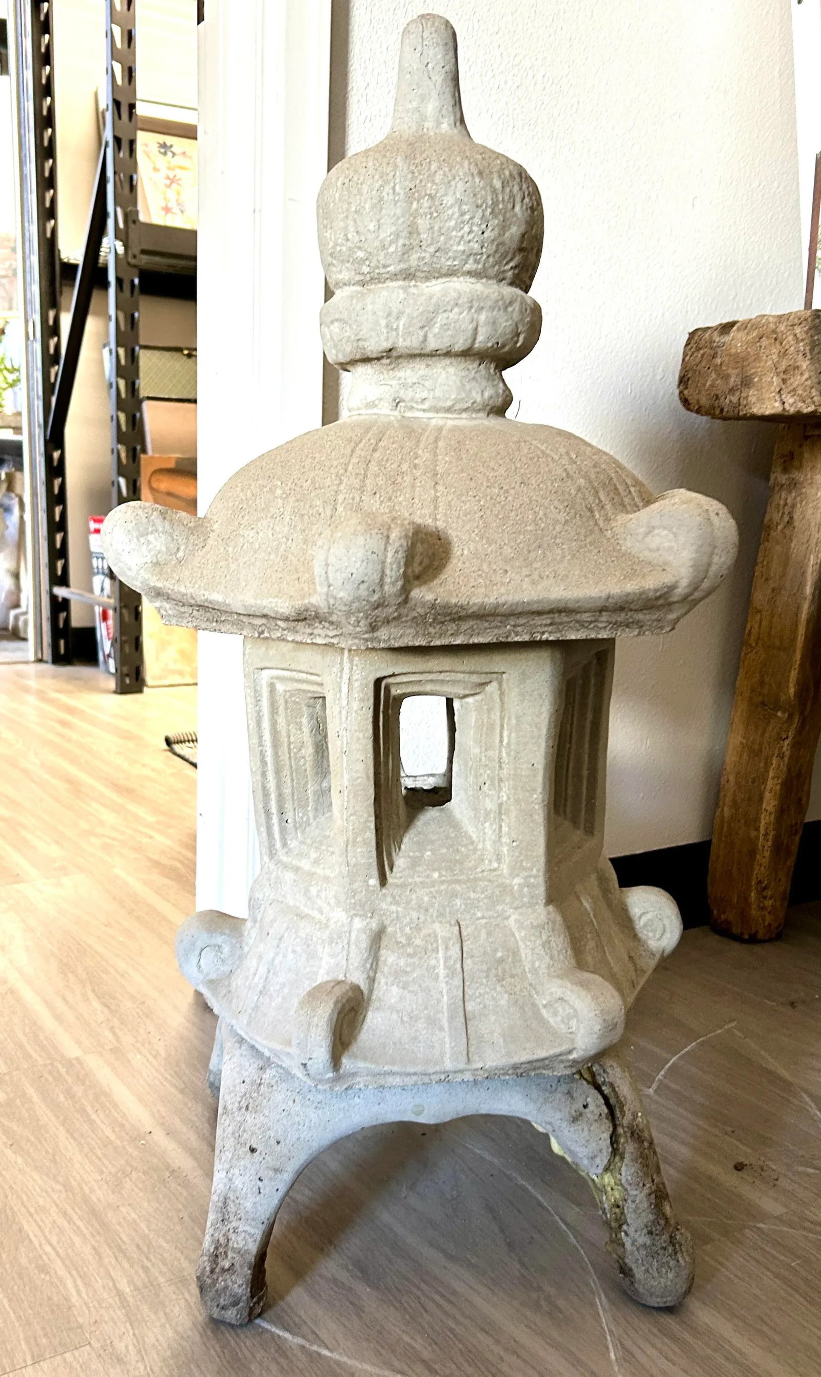 1990s Japanese Pagoda Cast Concrete Garden Lantern - 2