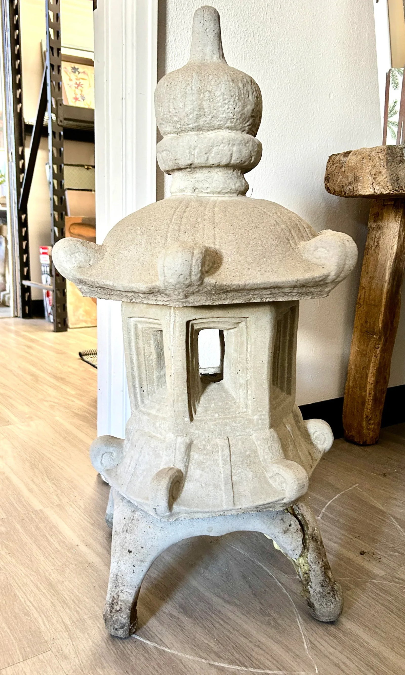 1990s Japanese Pagoda Cast Concrete Garden Lantern - 5