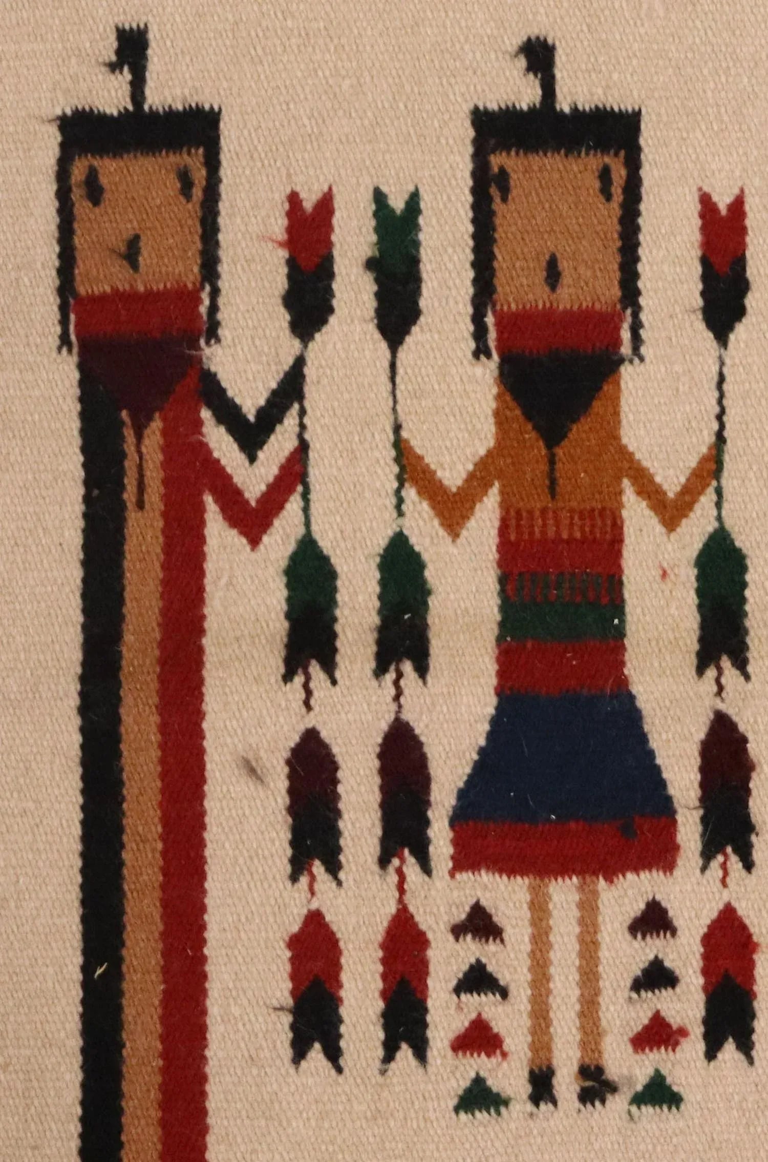 Vintage Tan Yei Navajo Style Rug Wall Hanging - 3