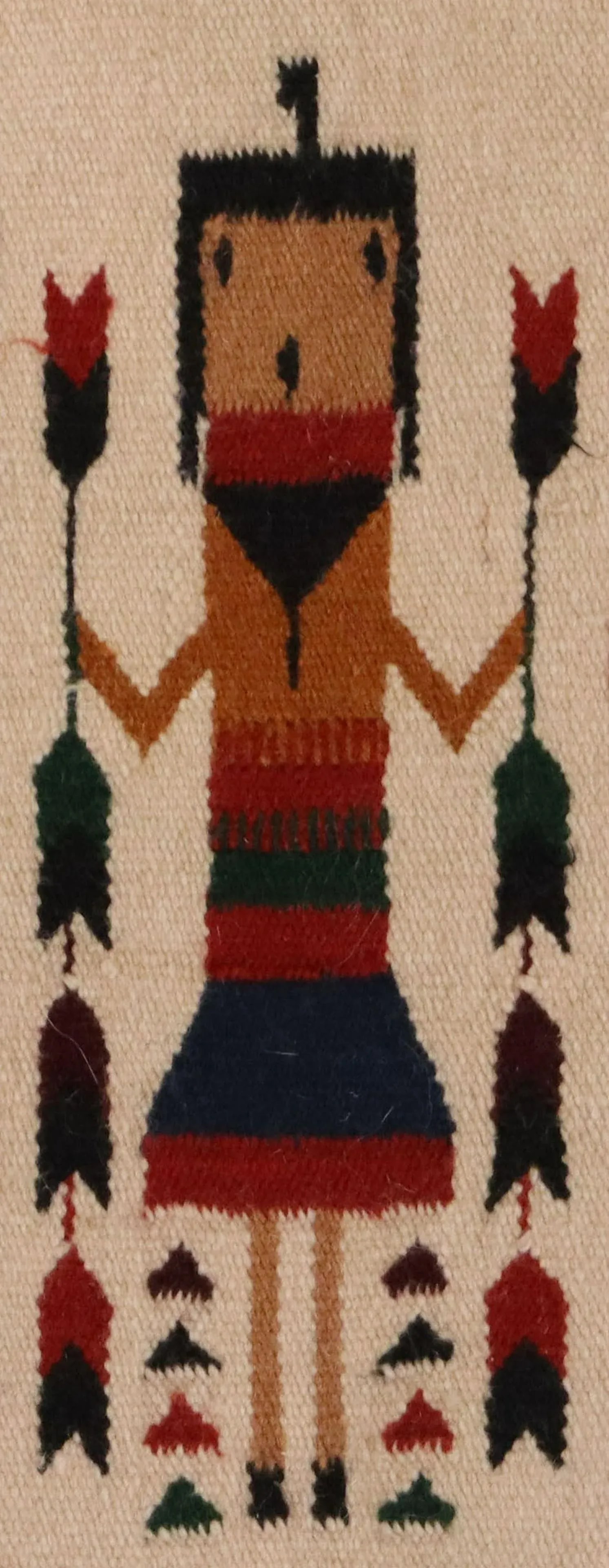 Vintage Tan Yei Navajo Style Rug Wall Hanging - 4