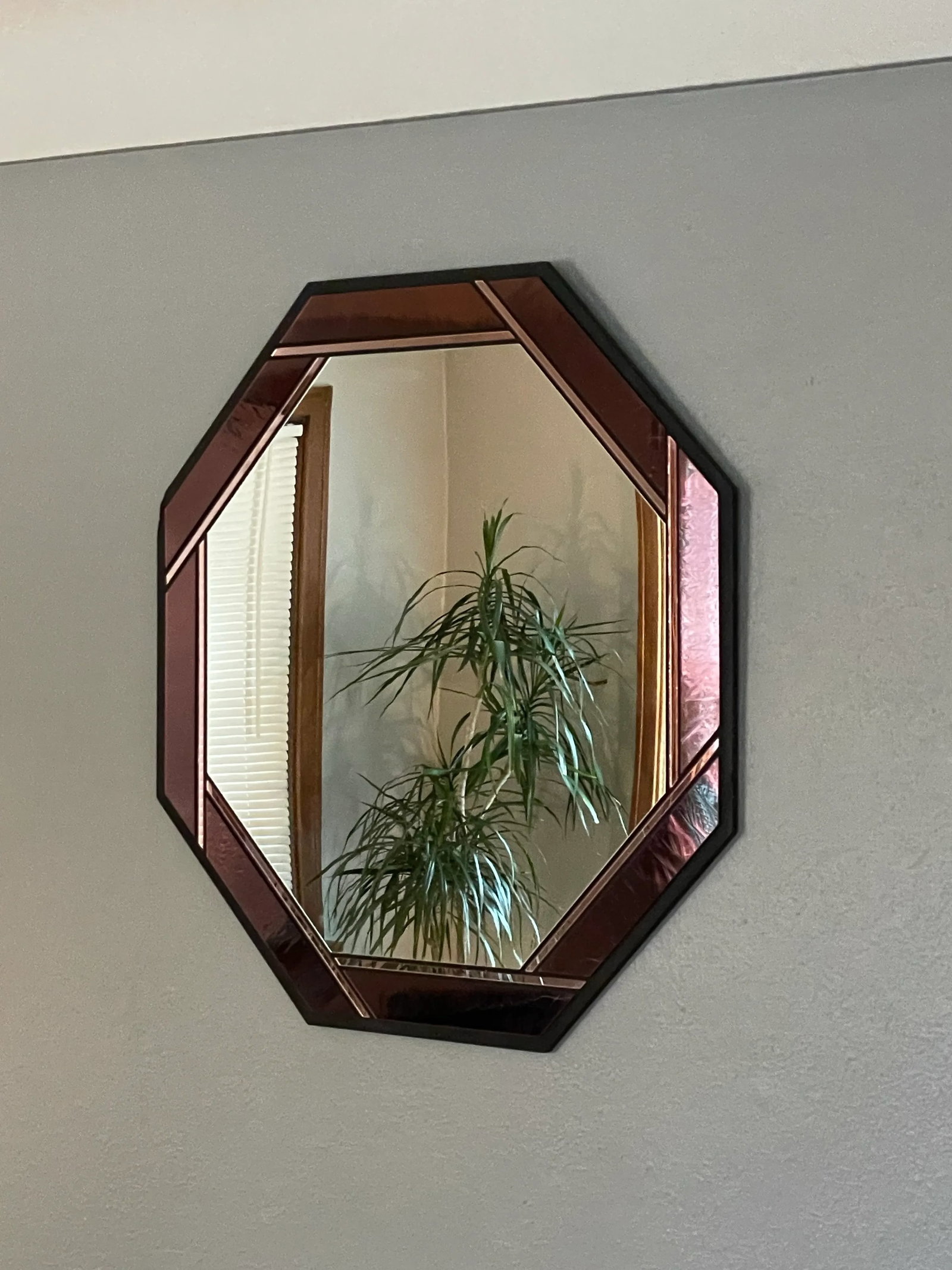 Large Late 20th Century Octagonal Stained Glass Wall Mirror - 2