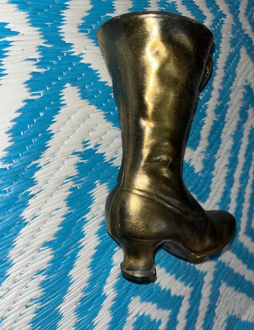 1960s Brass Victorian Boot Vase Planter - 5