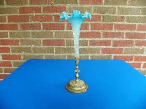 Antique French Diamond Quilted Trumpet Vase - 2