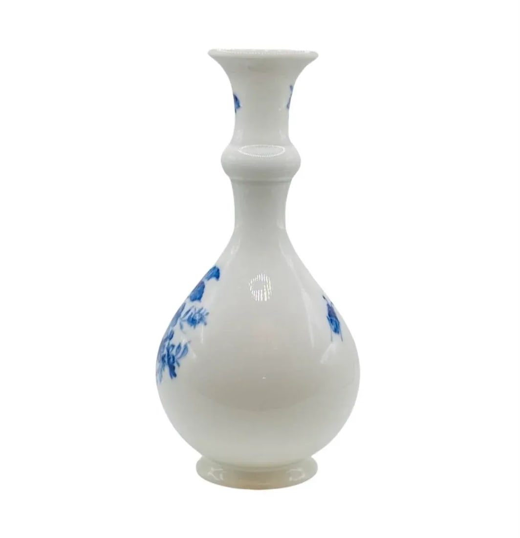 Antique Meissen Porcelain Blue & White Floral Insect Vase Blue Crossed Sword - 2