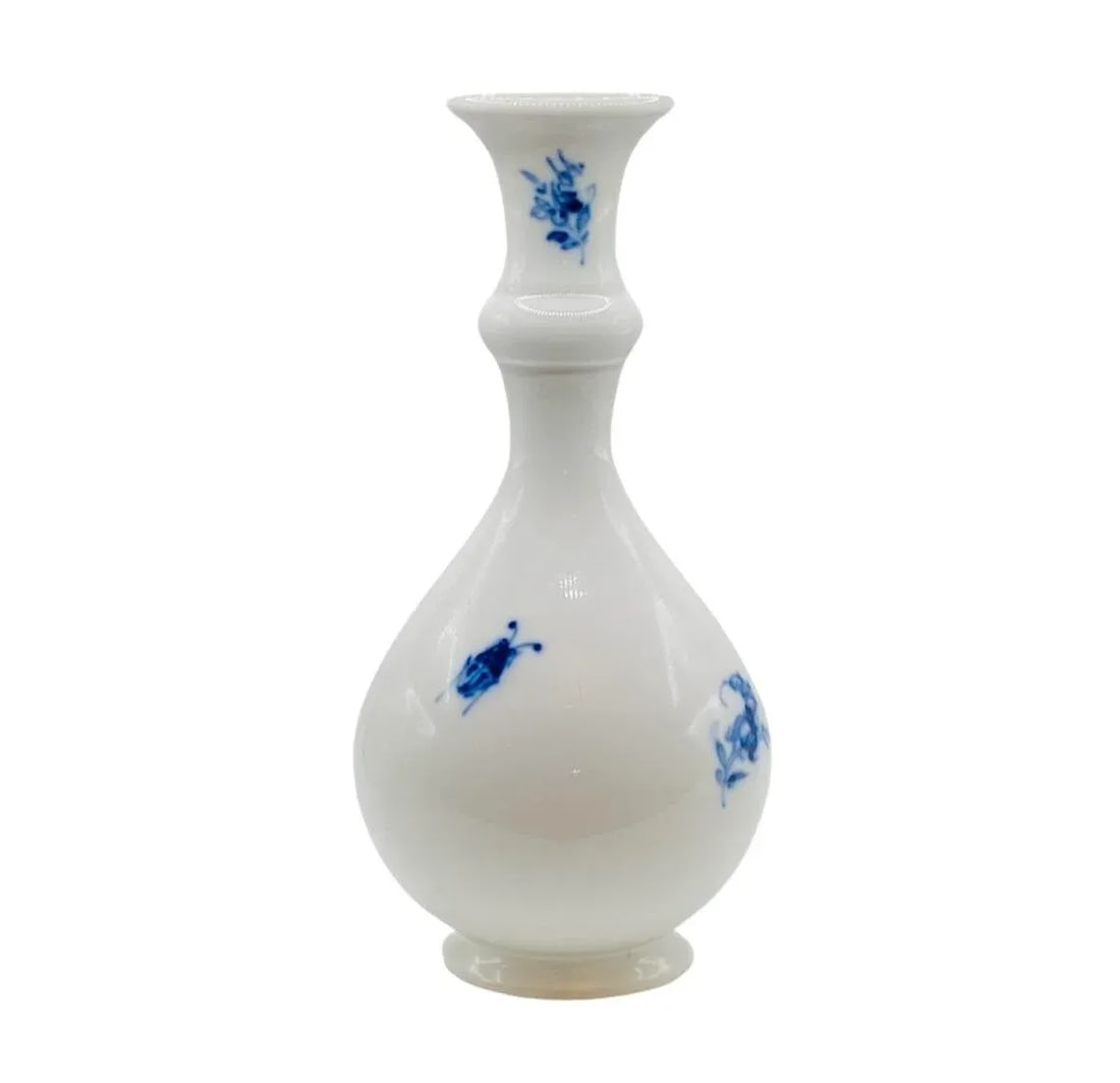 Antique Meissen Porcelain Blue & White Floral Insect Vase Blue Crossed Sword - 3