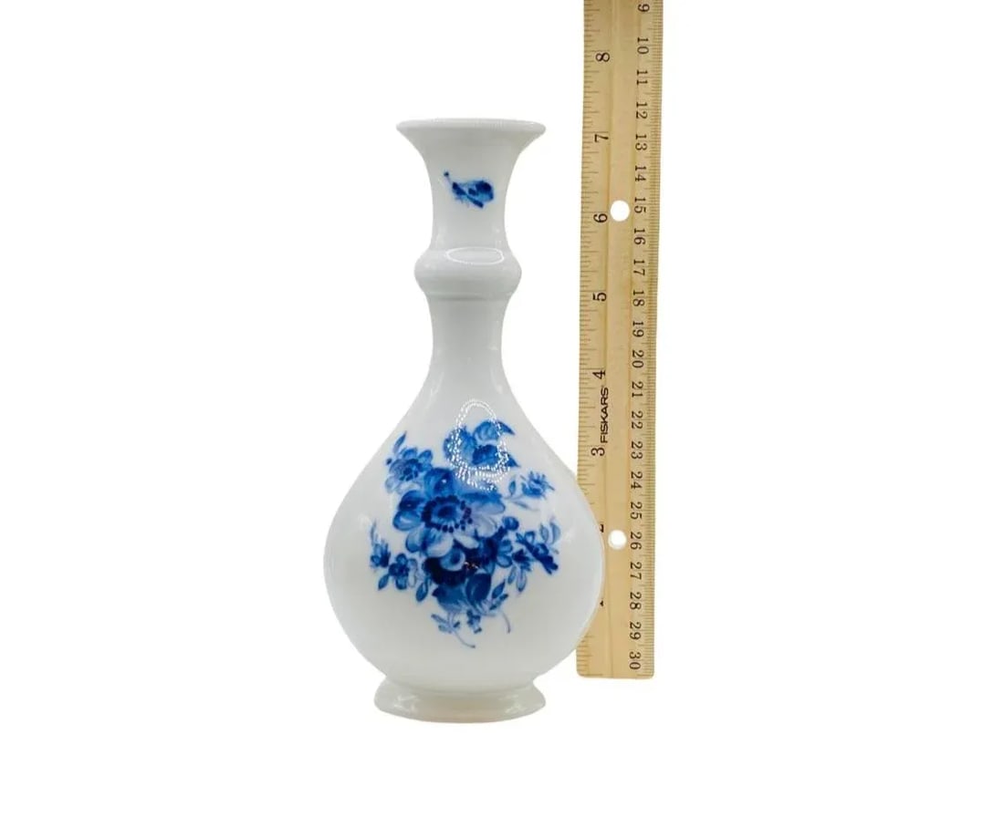 Antique Meissen Porcelain Blue & White Floral Insect Vase Blue Crossed Sword - 5