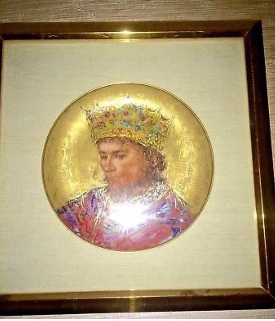 Edna Hibel David the King Plate in Gold Floating Frame - 6
