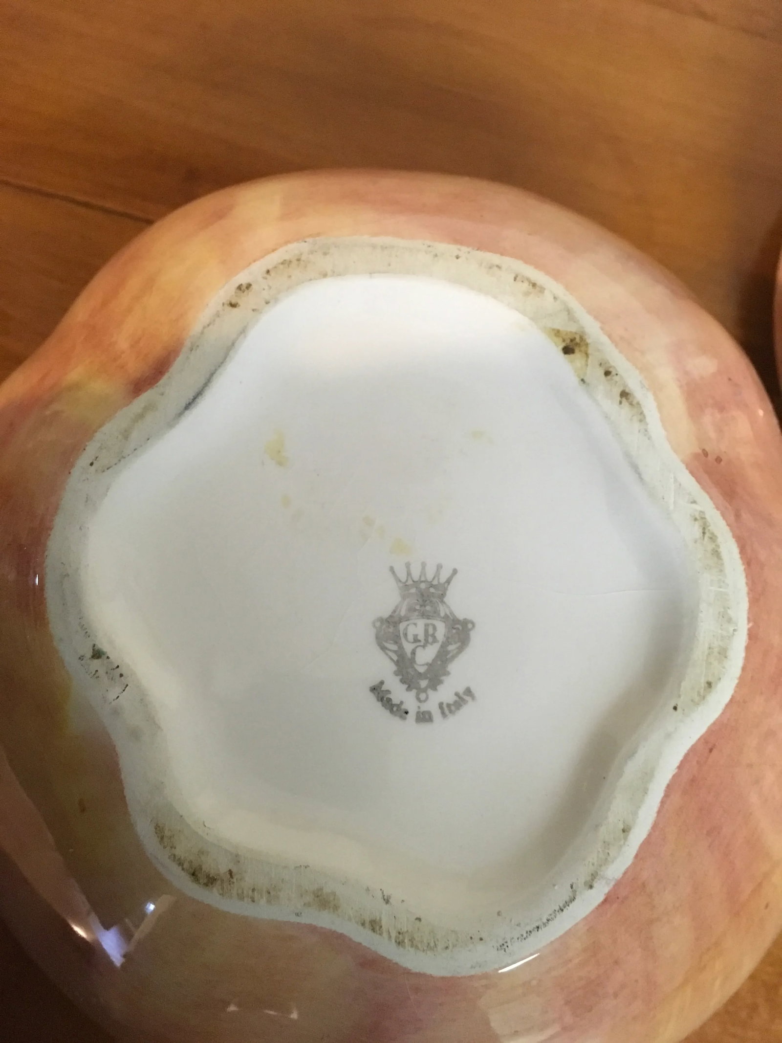 Italian Peach Fruit Pottery Lidded Dish - 5