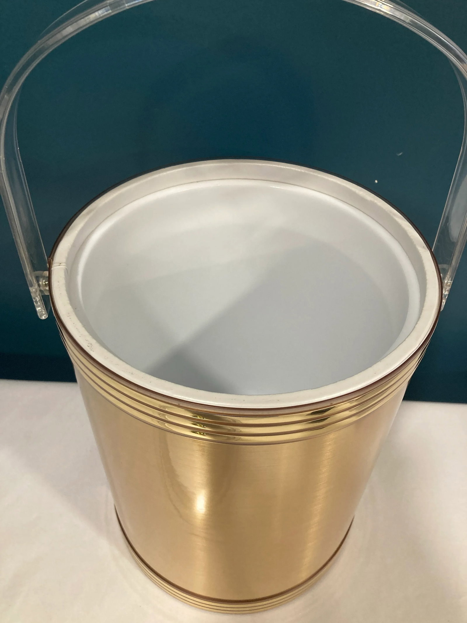 Vintage Gold-Tone Ice Bucket With Clear Handle - 6