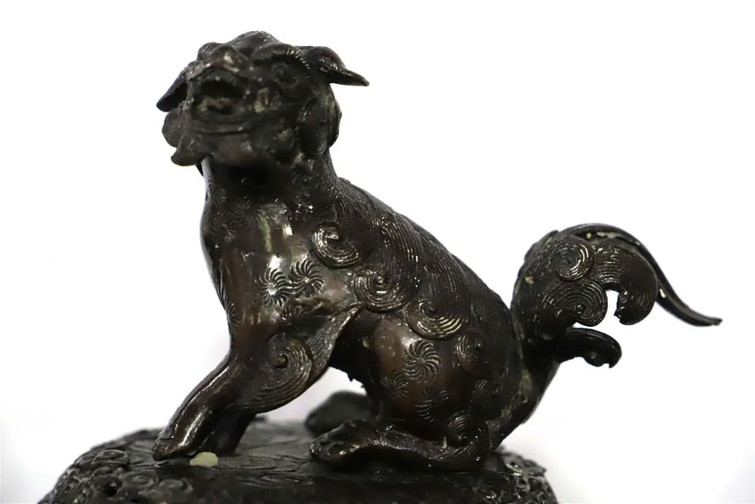Antique Bronze Chinese Foo Dog Incense Burner - 2
