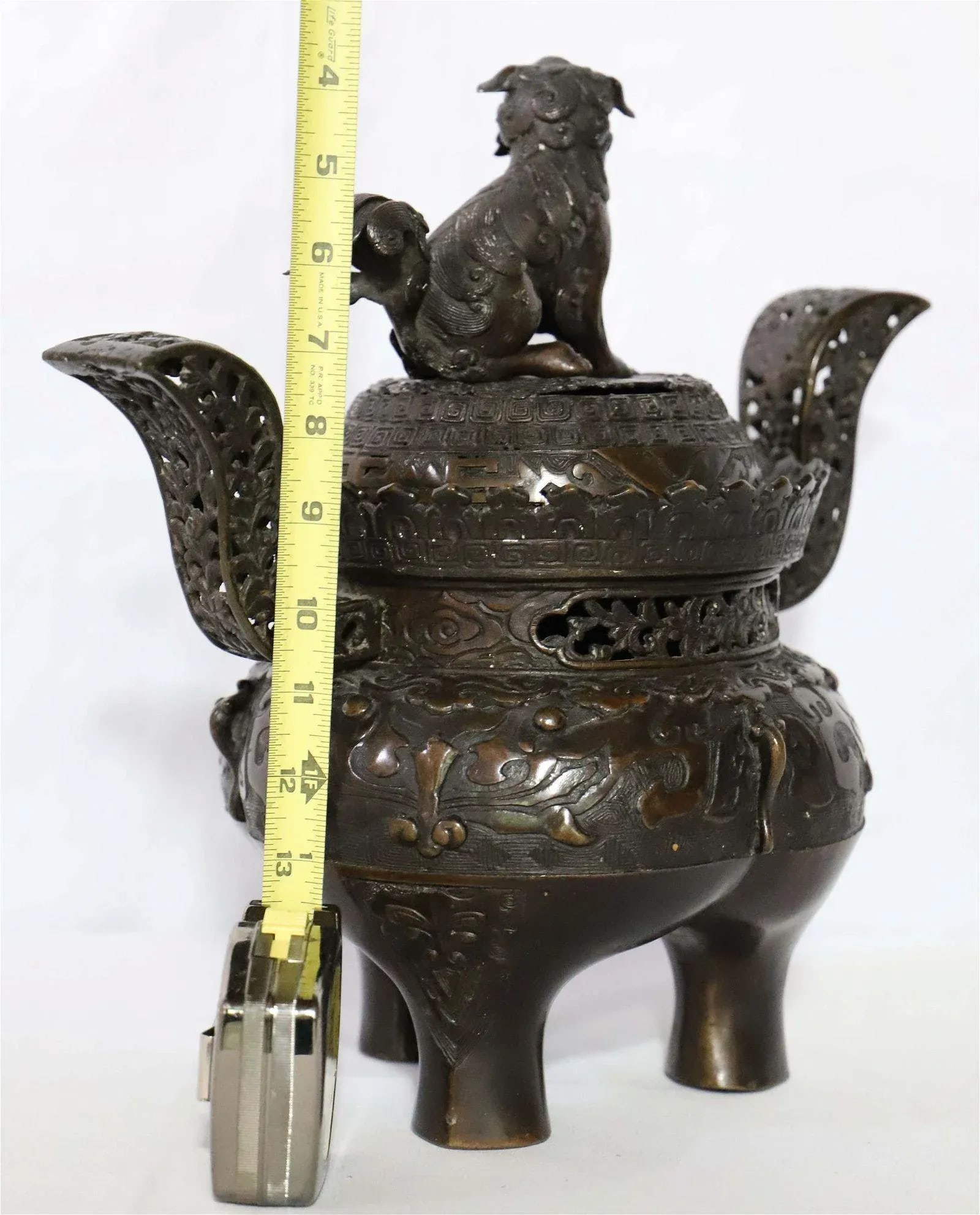 Antique Bronze Chinese Foo Dog Incense Burner - 5