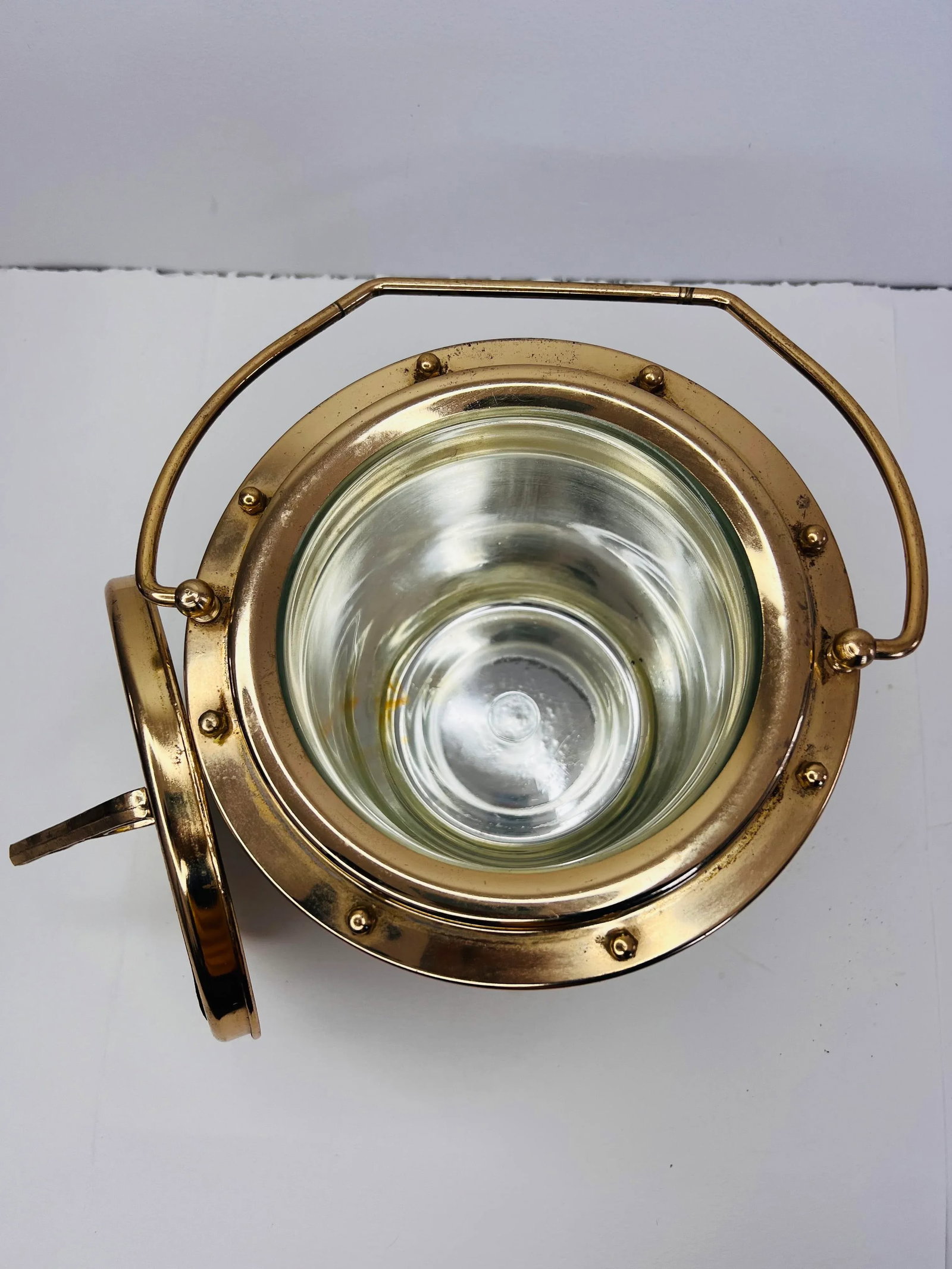 Vintage 1960s Metal Sun Dial Style Handled Ice Bucket - 3