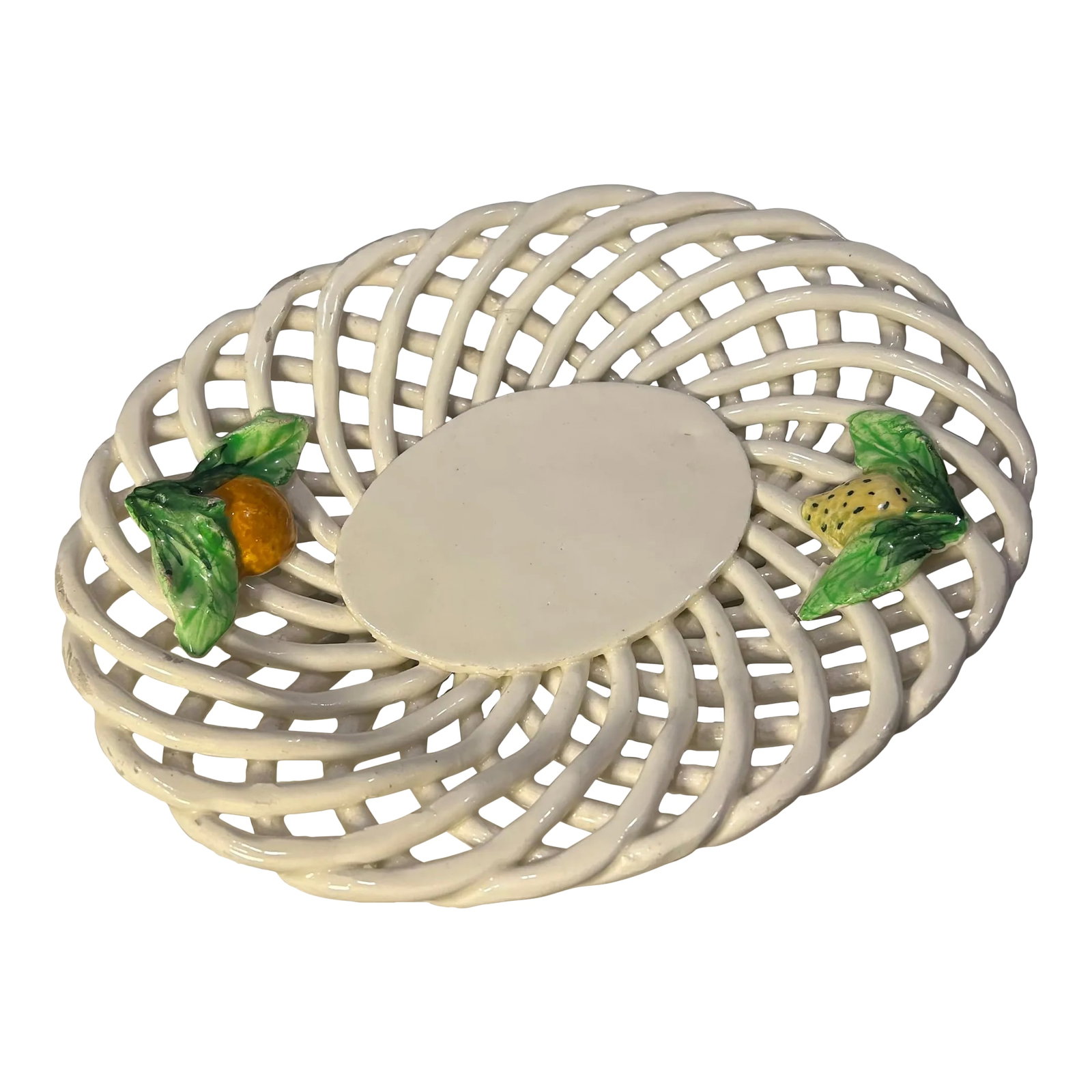 Trompe-'L'oeil Strawberry White Ceramic Lattice Basket: Perfect for Easter! The rain in Spain stays mainly in the plane! Which is why Spanish strawberries look so delicious on this delicate white lattice work dish with hand painted strawberries. Made in Sp