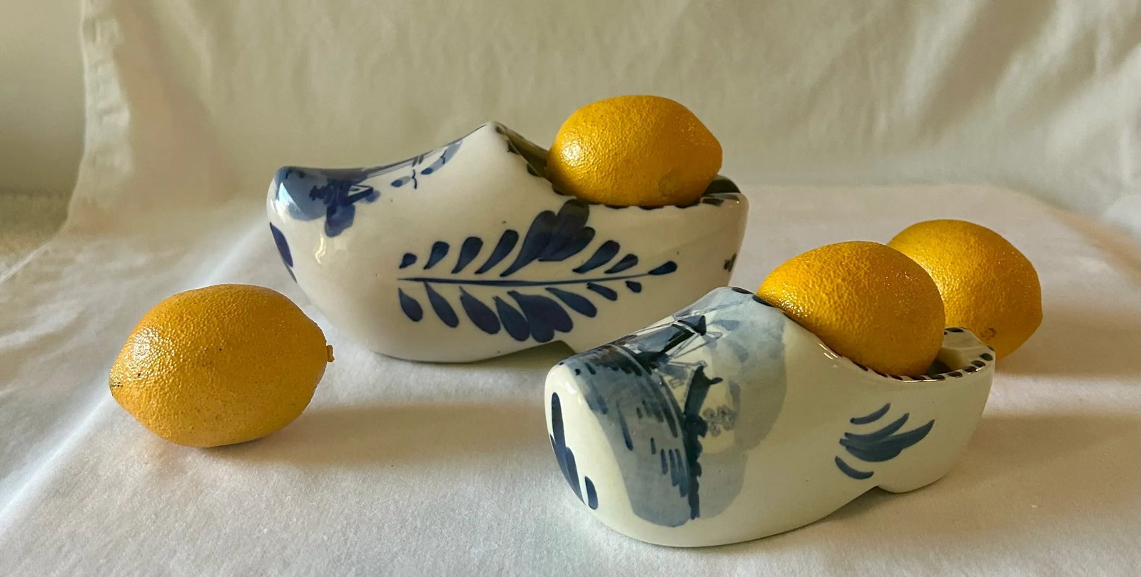 Mid 20th Century Delft Hand Painted Blue and White Ceramic Mini Clogs, Set of Two - 10
