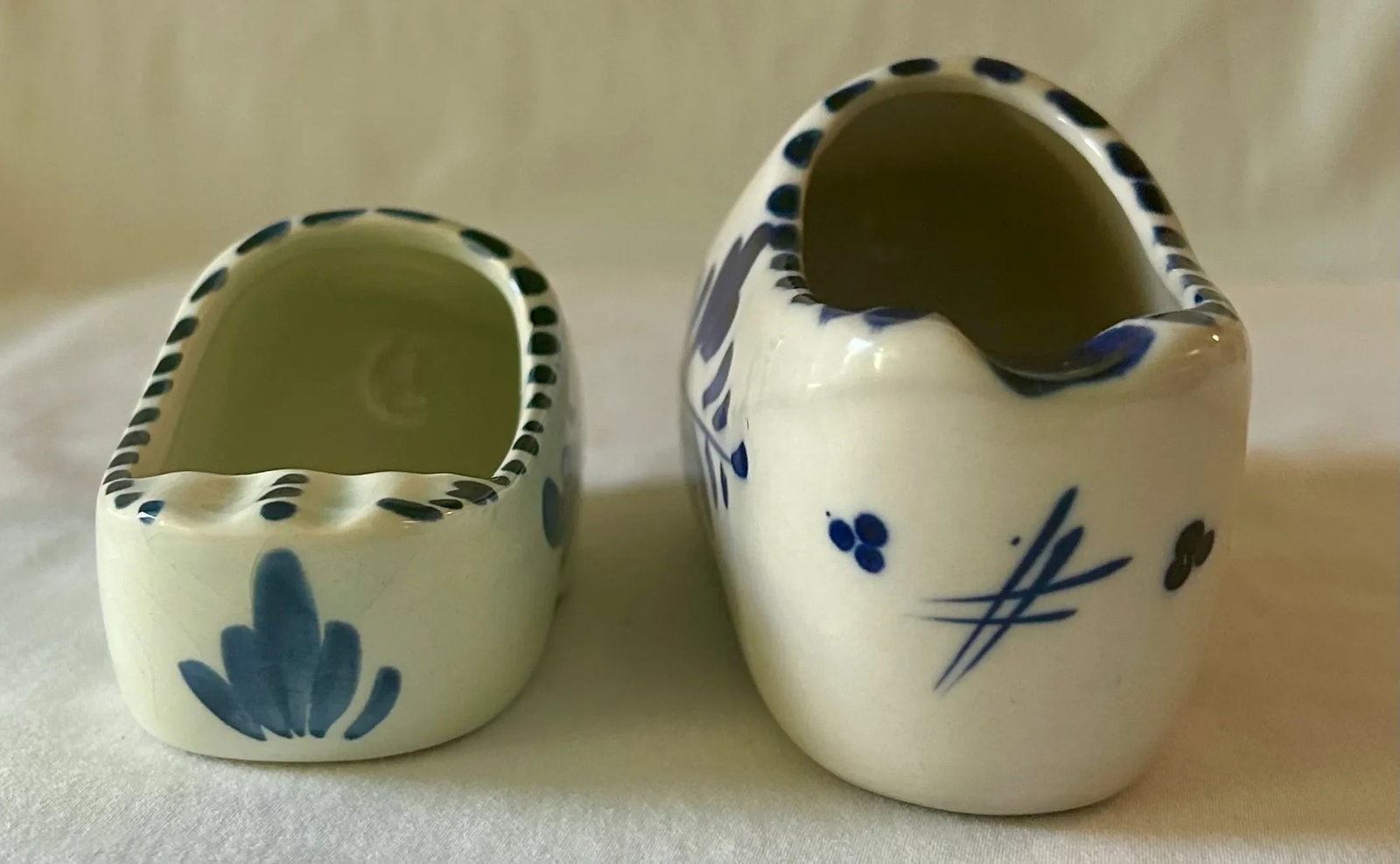 Mid 20th Century Delft Hand Painted Blue and White Ceramic Mini Clogs, Set of Two - 3