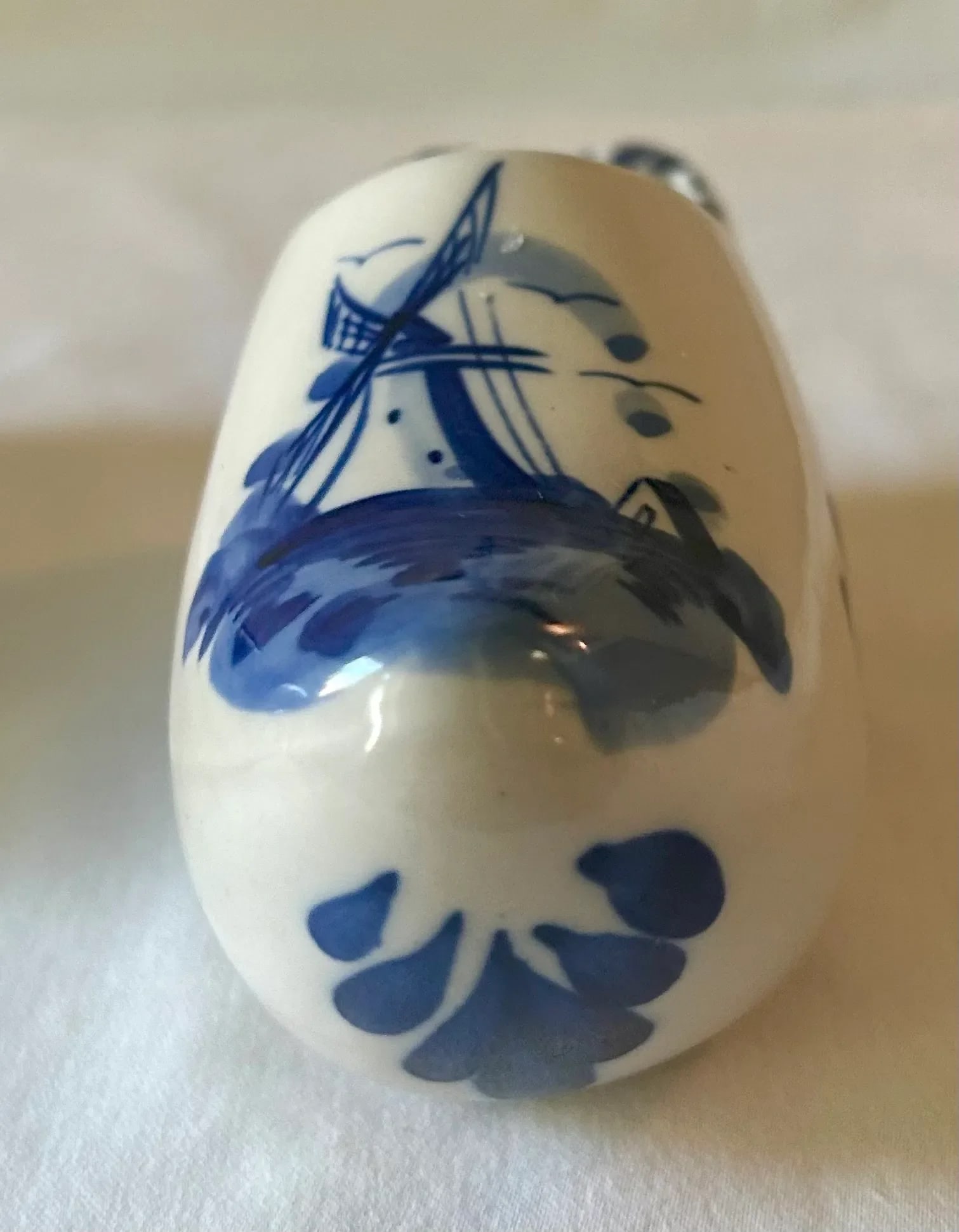 Mid 20th Century Delft Hand Painted Blue and White Ceramic Mini Clogs, Set of Two - 6