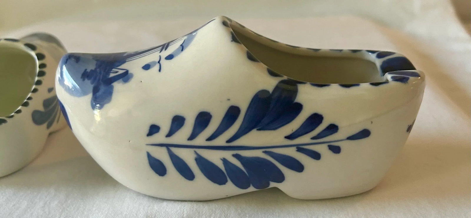 Mid 20th Century Delft Hand Painted Blue and White Ceramic Mini Clogs, Set of Two - 9