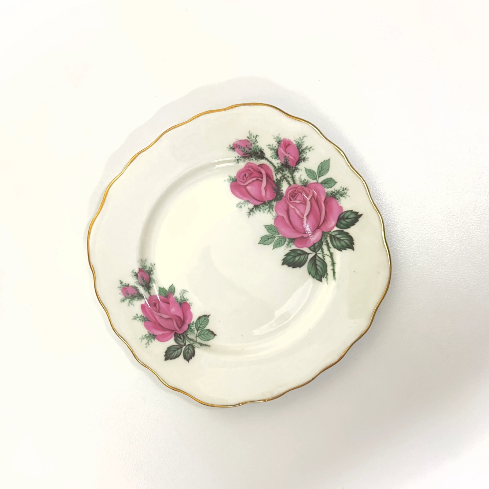 Mid 20th Century Bone China Petite Bread Plates With Rose Motif by Ridgway Potteries, England - Set - 3