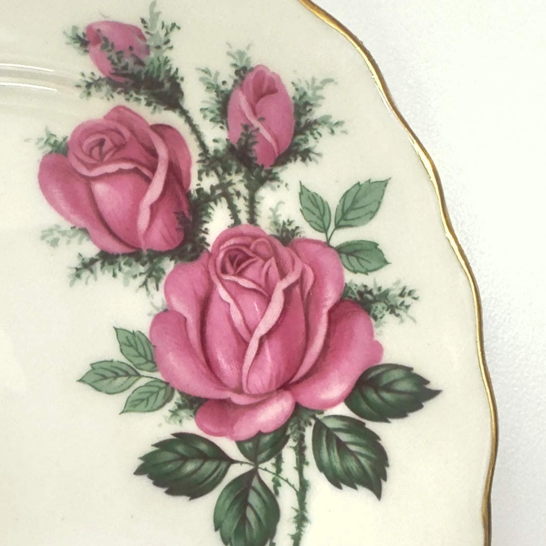 Mid 20th Century Bone China Petite Bread Plates With Rose Motif by Ridgway Potteries, England - Set - 4