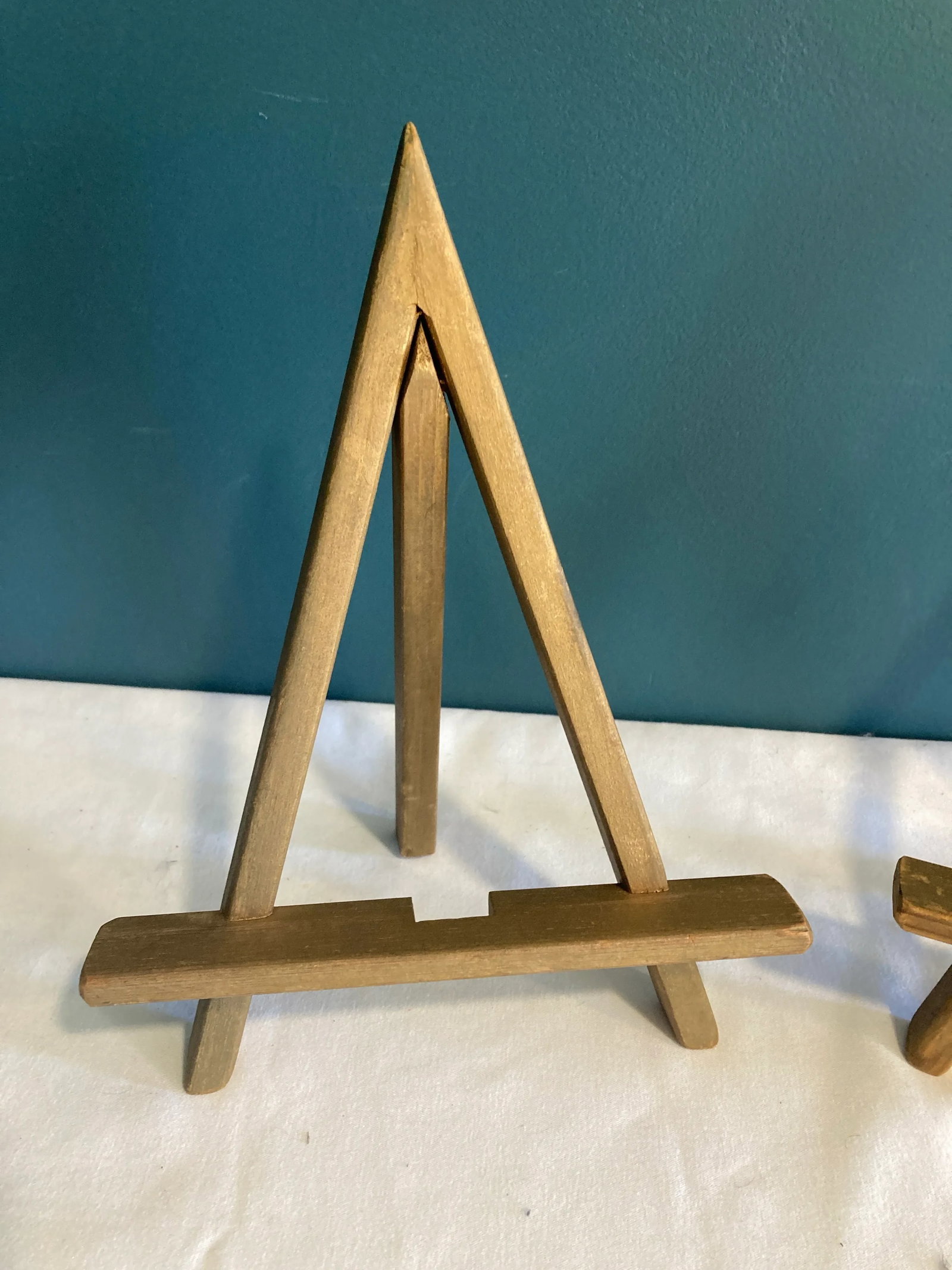 Vintage Gold Painted Wood Table Easels, a Pair - 2
