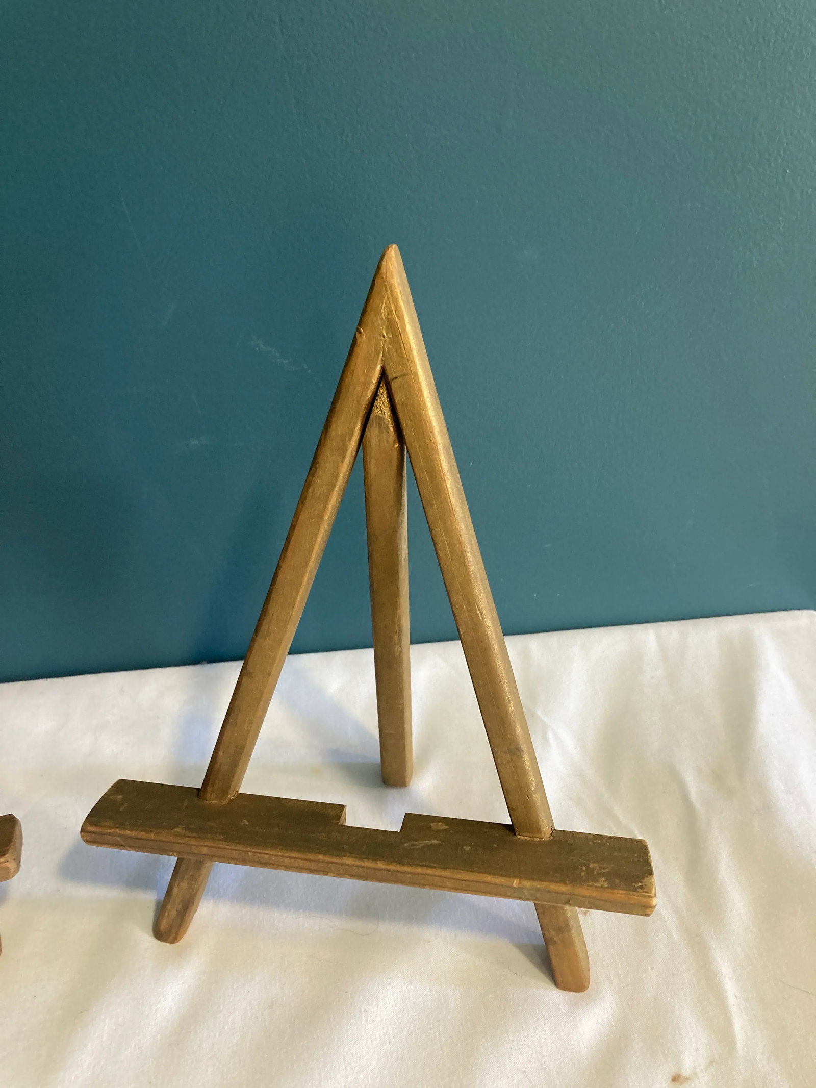 Vintage Gold Painted Wood Table Easels, a Pair - 3