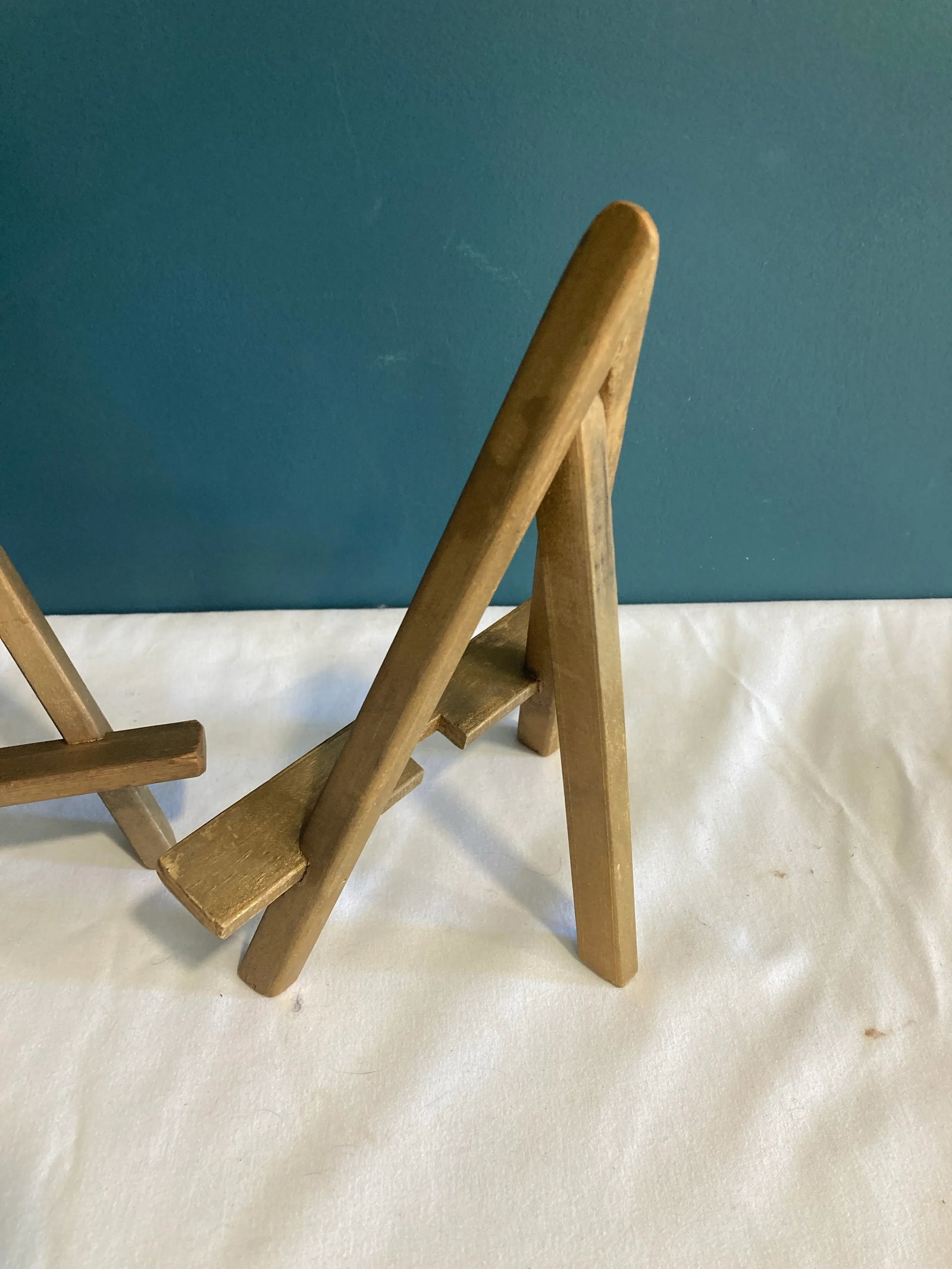 Vintage Gold Painted Wood Table Easels, a Pair - 4