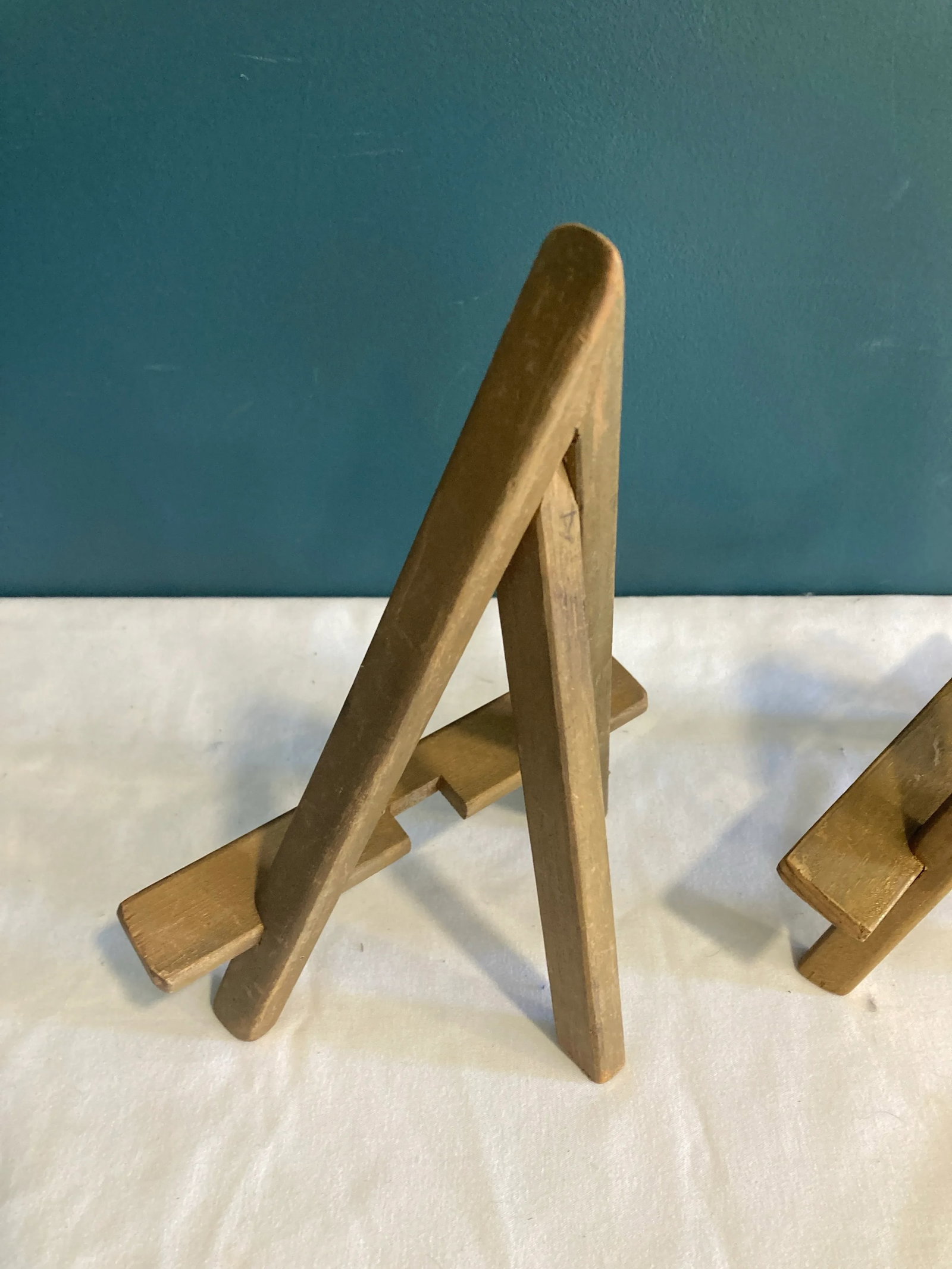 Vintage Gold Painted Wood Table Easels, a Pair - 5