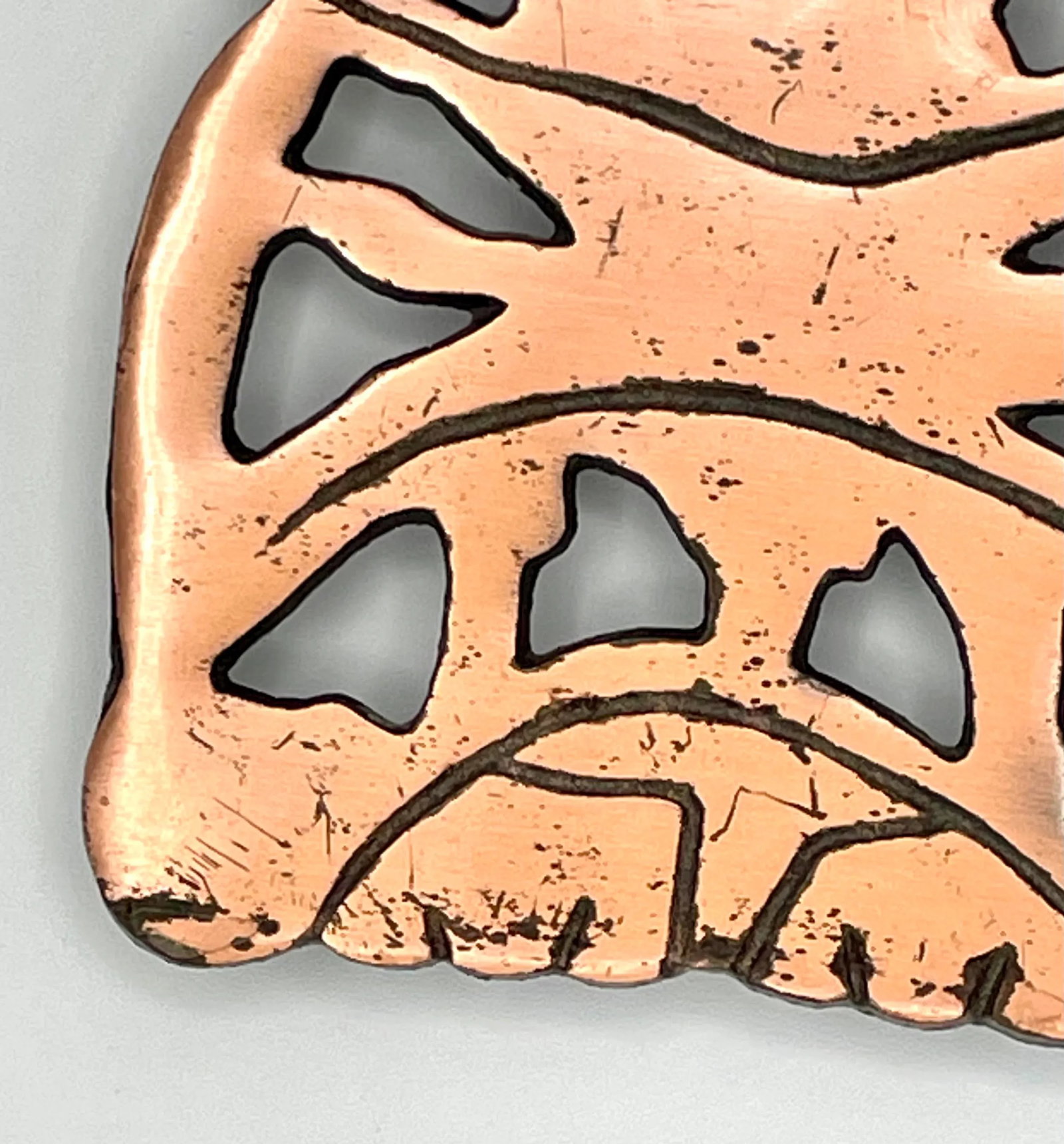 Vintage Metal Copper Cat Trivet - 7