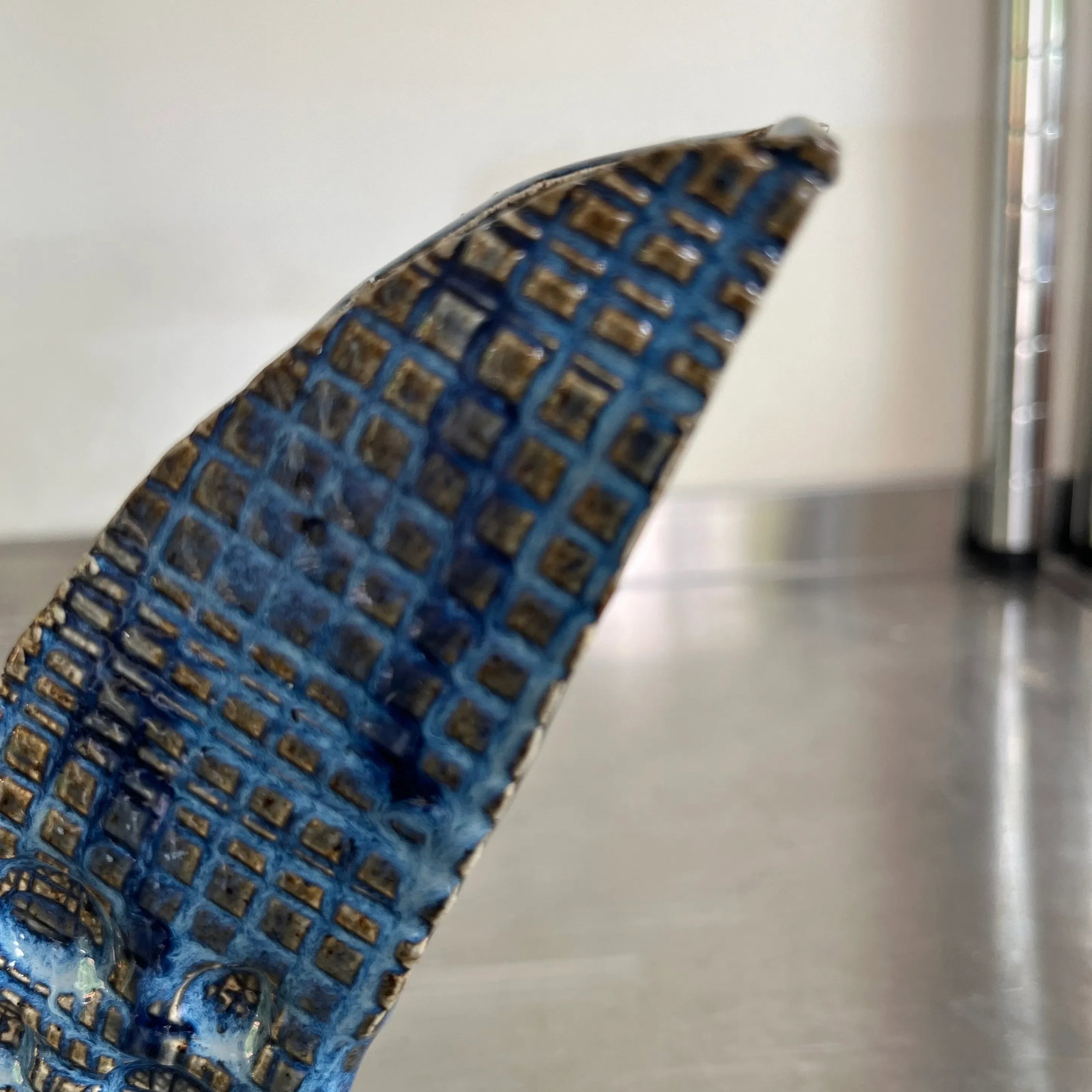 Late 20th Century Cobalt Blue Embossed Studio Pottery Vase - 3