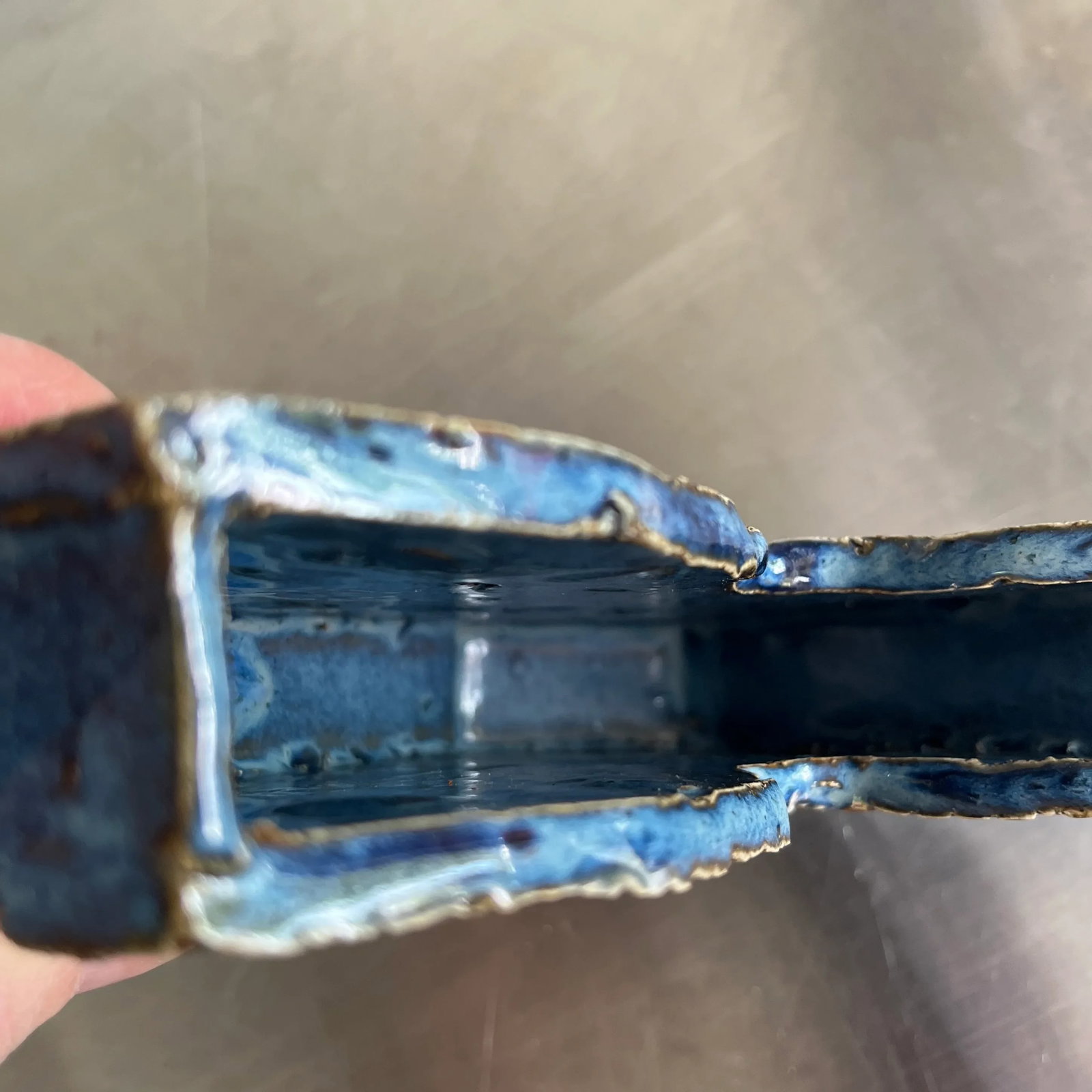 Late 20th Century Cobalt Blue Embossed Studio Pottery Vase - 4