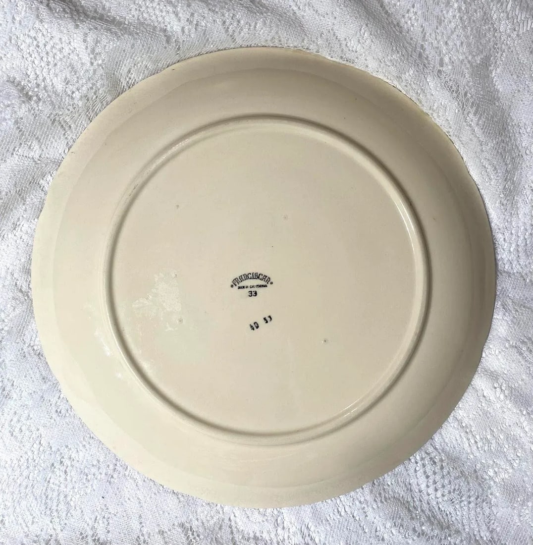 Franciscan Apple Round Platter (Chop Plate) - Red Apples & Green Leaves, Brown Scallop Trim, Usa Bac - 7