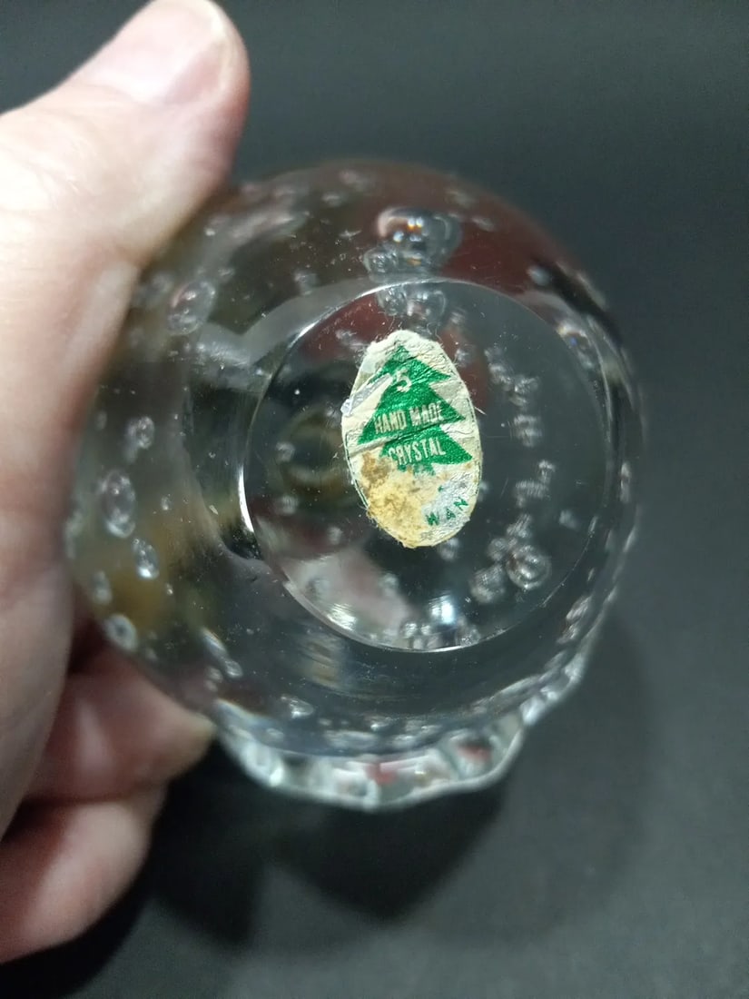 1960s Vintage Hand Blown Lead Crystal Taiwan Apples Bubbles Paper Weights- Set of 2 - 9