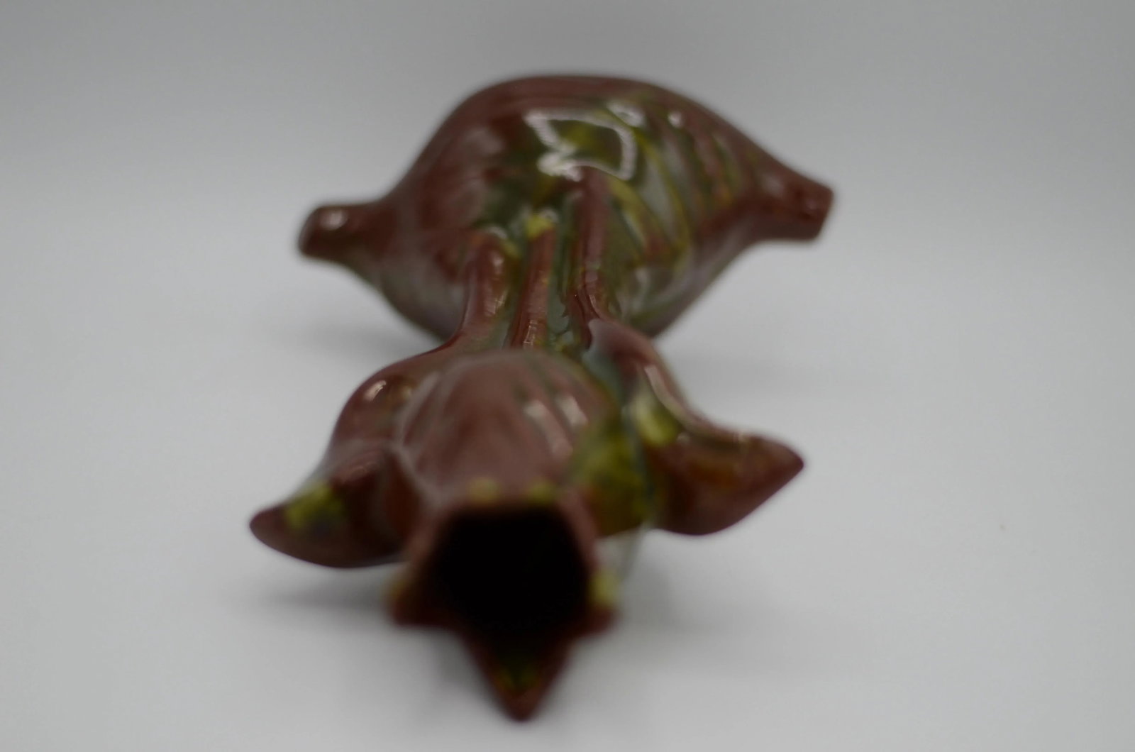 Vintage 1950s Tulip Vase With Variegated Brown and Dark Green Glaze - 7
