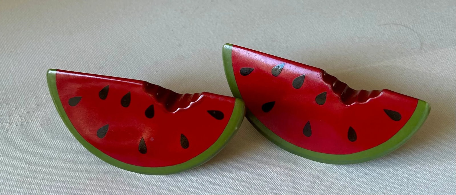 Trompe-l'Oeil Americana Ceramic Watermelon Salt and Pepper Shakers- A Pair - 3