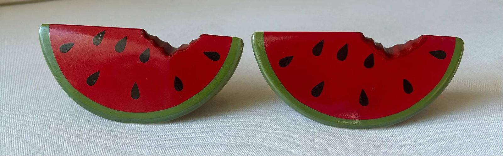 Trompe-l'Oeil Americana Ceramic Watermelon Salt and Pepper Shakers- A Pair - 4
