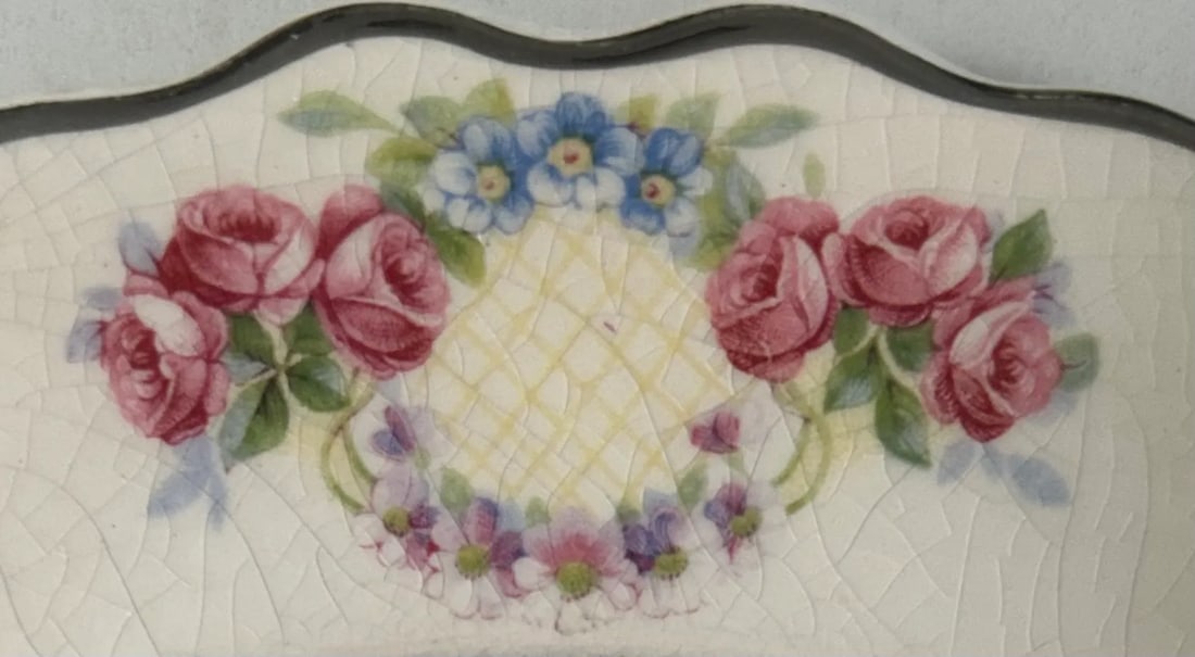 Limoges Art Deco Pink Floral and Silver Trim Dessert Plates - Set of 5 - 4