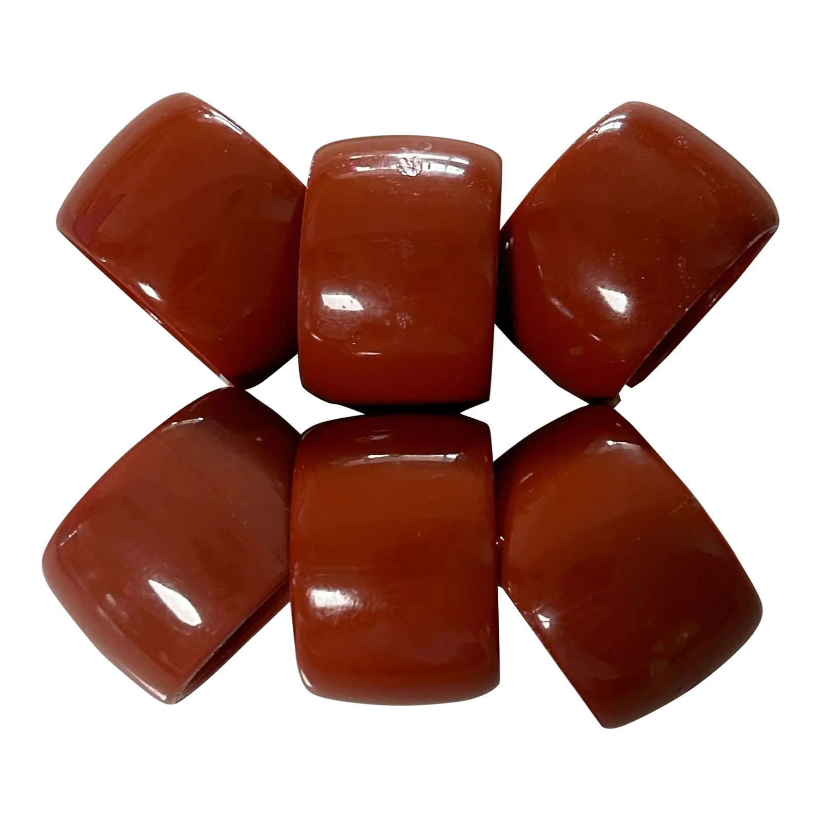 1980s Tera Cota Melamine Napkin Rings- Set of 6: A perfect way to update your table for the Holidays or all year long! This set of six terra cotta colored Melamine plastic napkin rings will work beautifully with a wide range of colors making them ea
