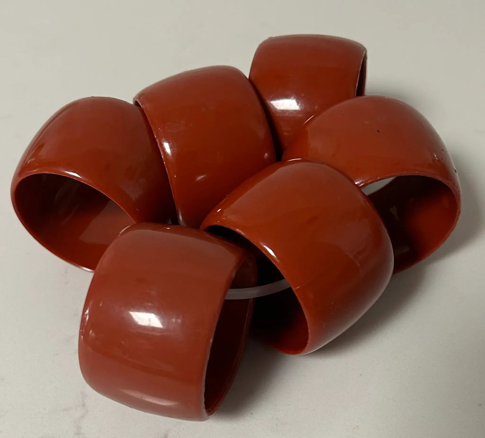 1980s Tera Cota Melamine Napkin Rings- Set of 6 - 3