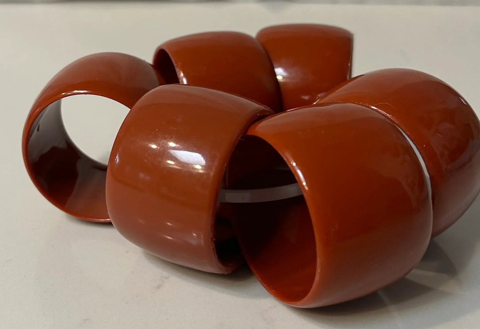 1980s Tera Cota Melamine Napkin Rings- Set of 6 - 6