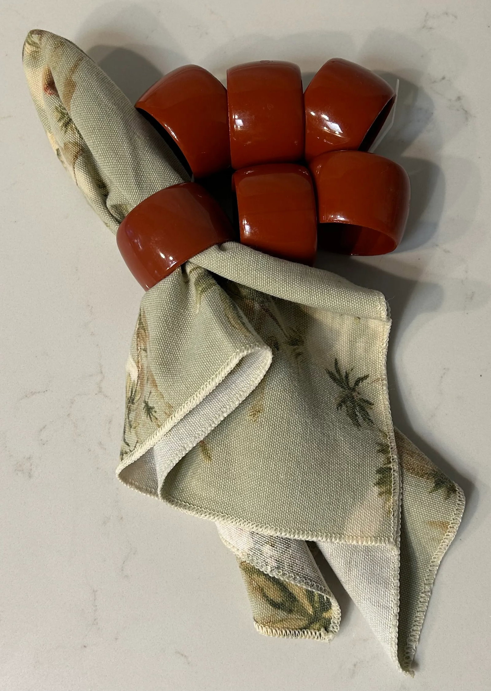 1980s Tera Cota Melamine Napkin Rings- Set of 6 - 7