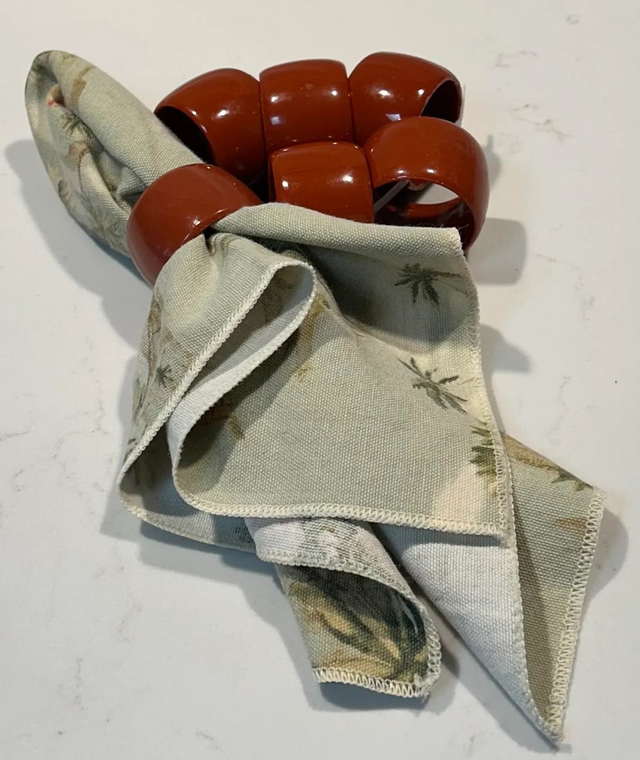 1980s Tera Cota Melamine Napkin Rings- Set of 6 - 8